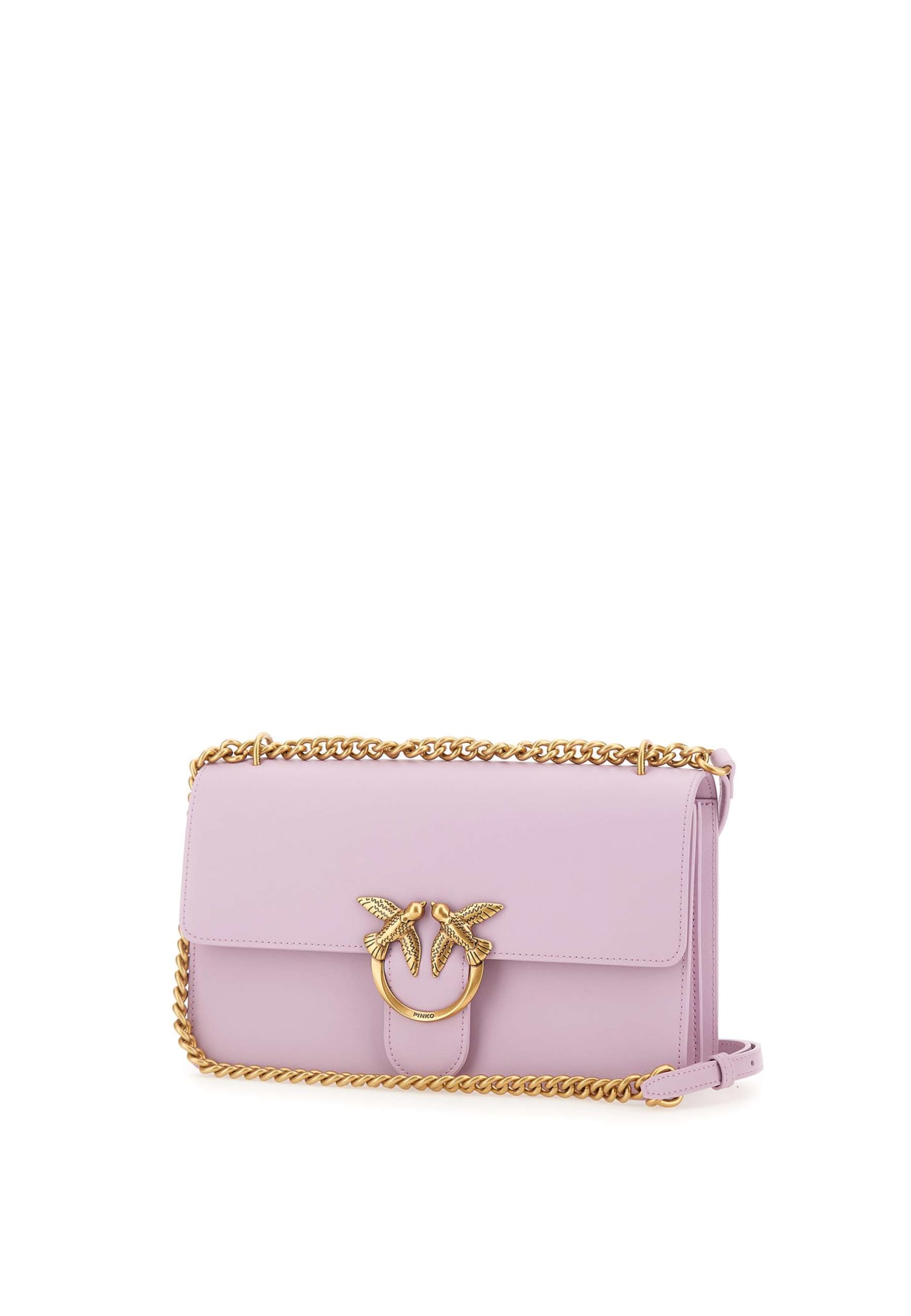 Shop Pinko Love One Classic Leather Bag In Lilac