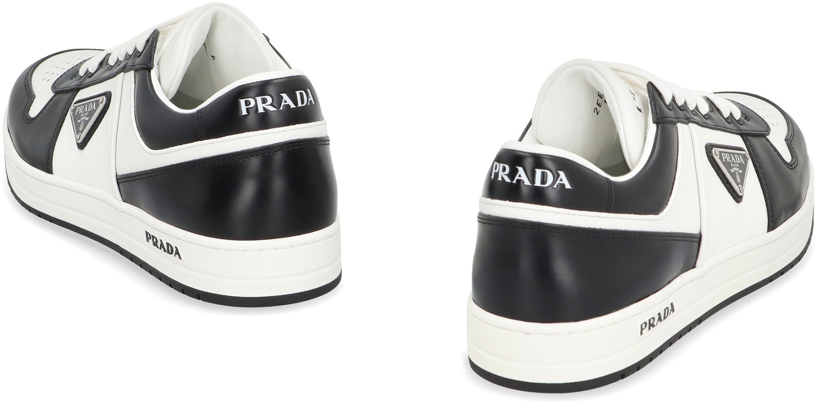 Shop Prada Downtown Leather Low-top Sneakers In White