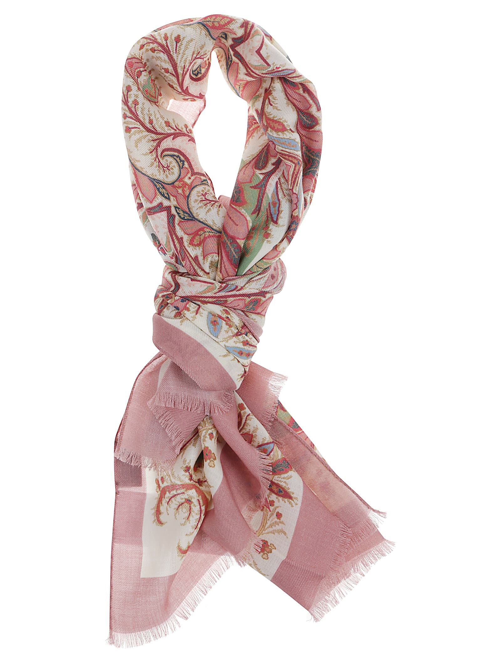 Etro Paisley Printed Frayed Scarf In Pink