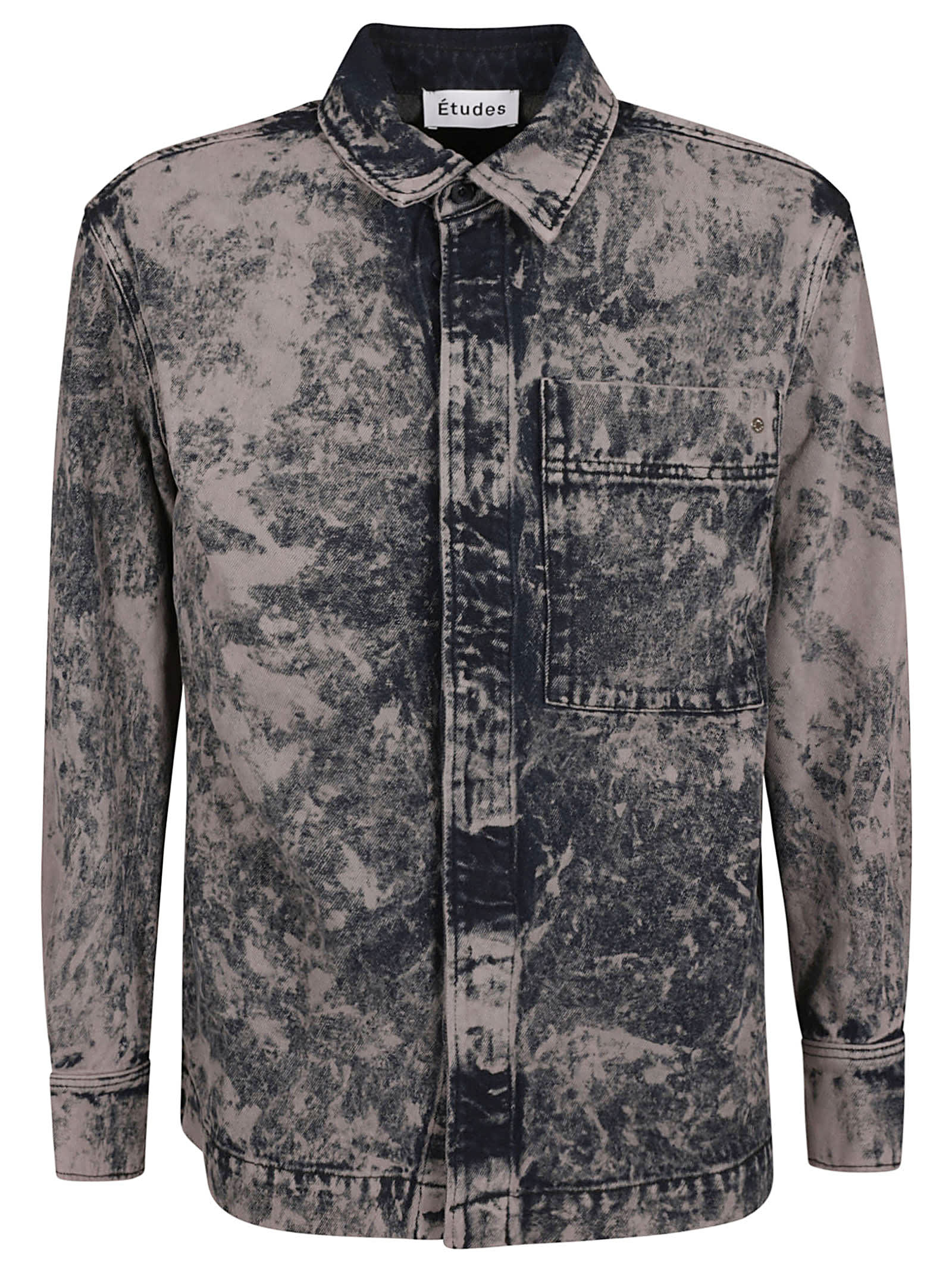 Shop Etudes Studio Overdyed Denim Oversized Shirt In Grey