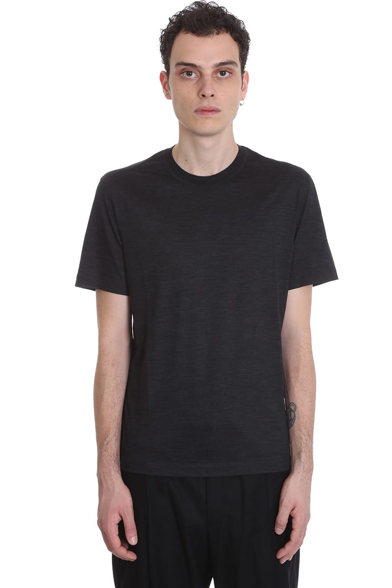 ERMENEGILDO ZEGNA T-SHIRT IN BLACK WOOL,11525317