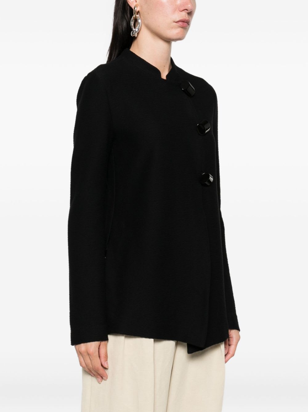Emporio Armani Cotton Single-breasted Jacket In Black