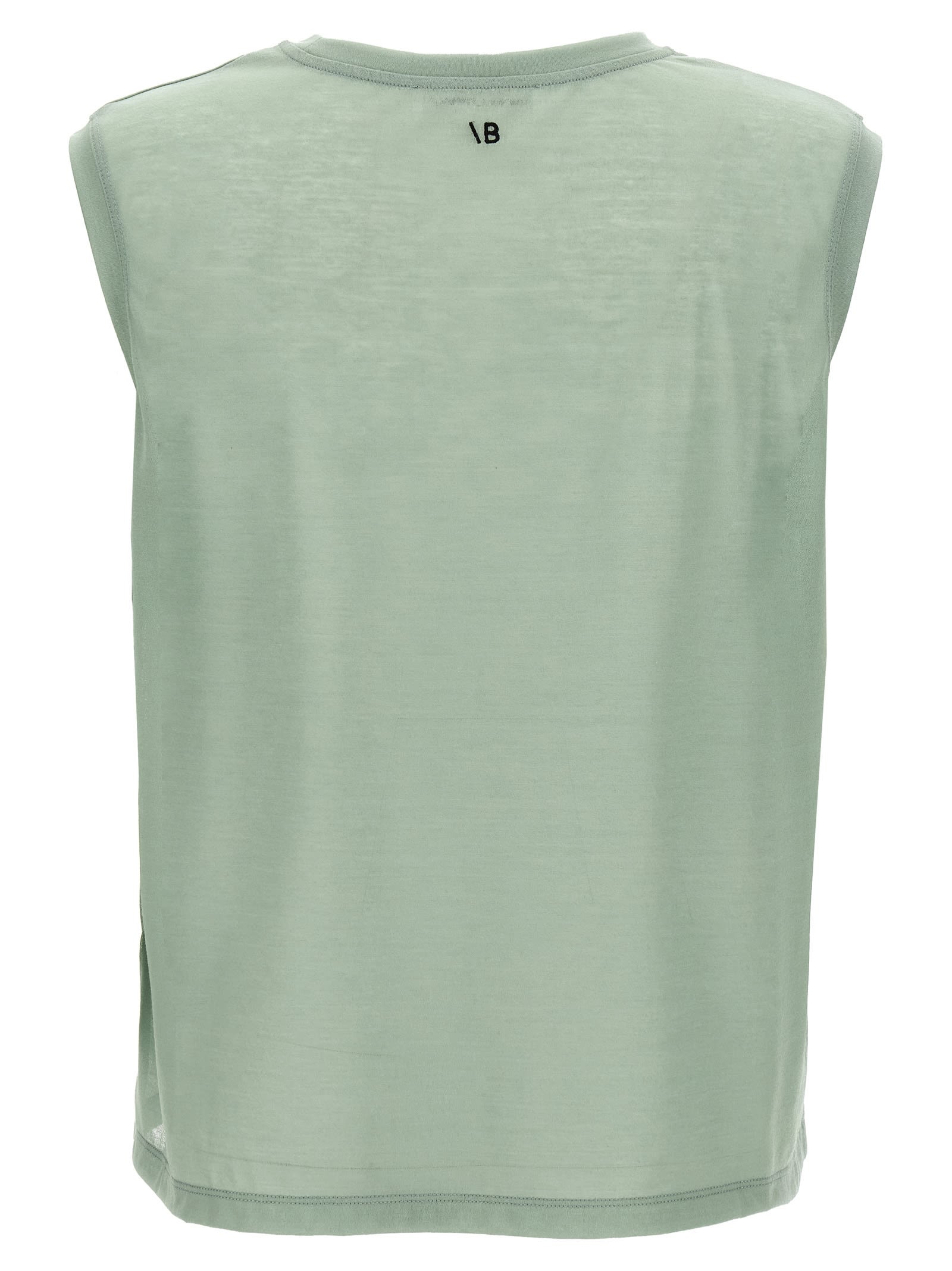 Victoria Beckham Embroidered Logo Sleeveless Crew Neck Top In Green