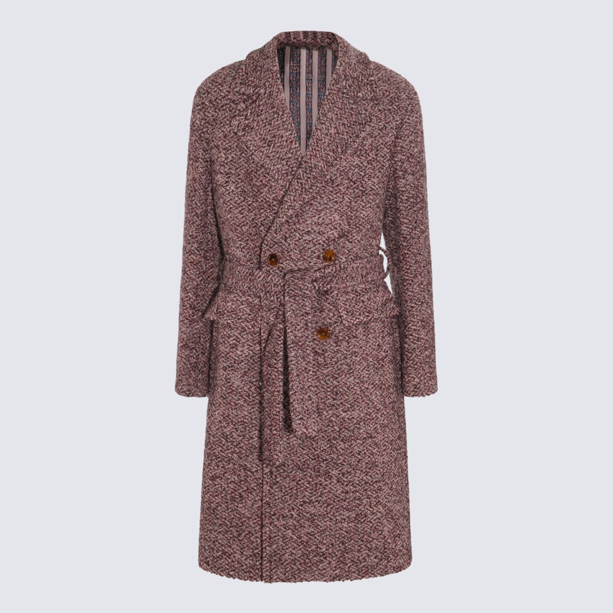 Shop Etro Pink Wool Coat
