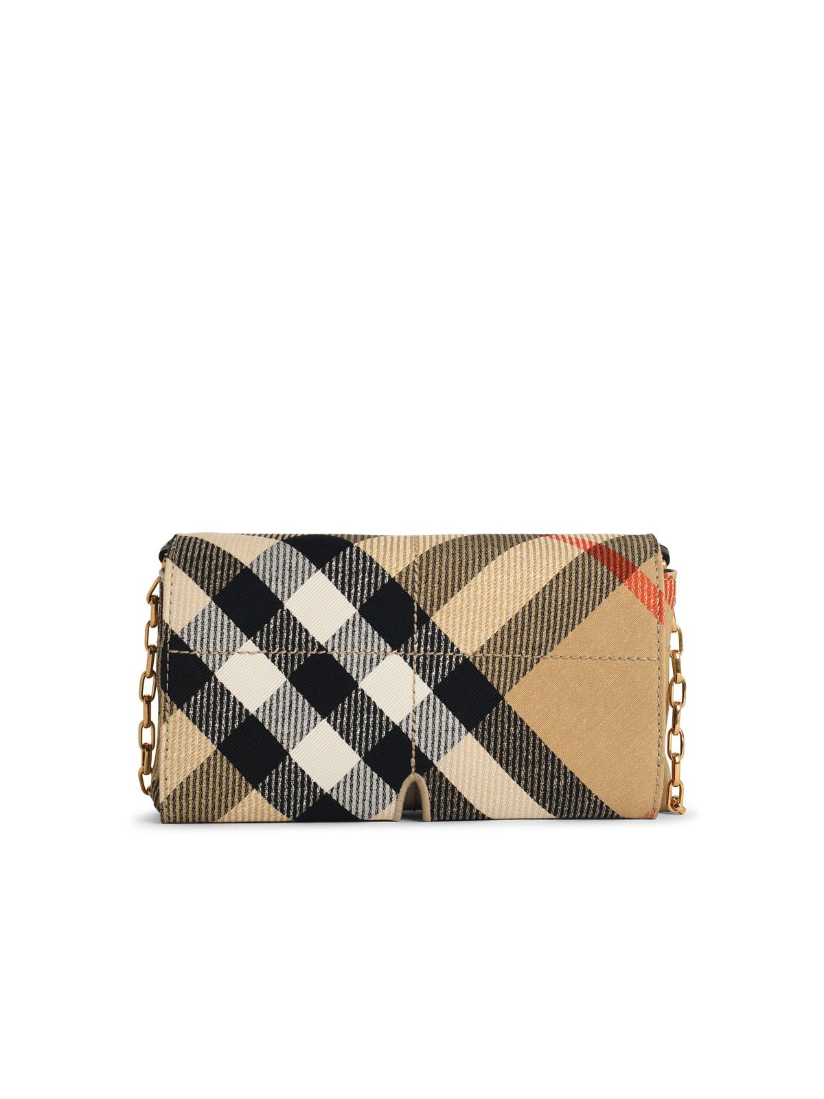 BURBERRY CHECK CROSSBODY BAG IN BEIGE POLYESTER BLEND 