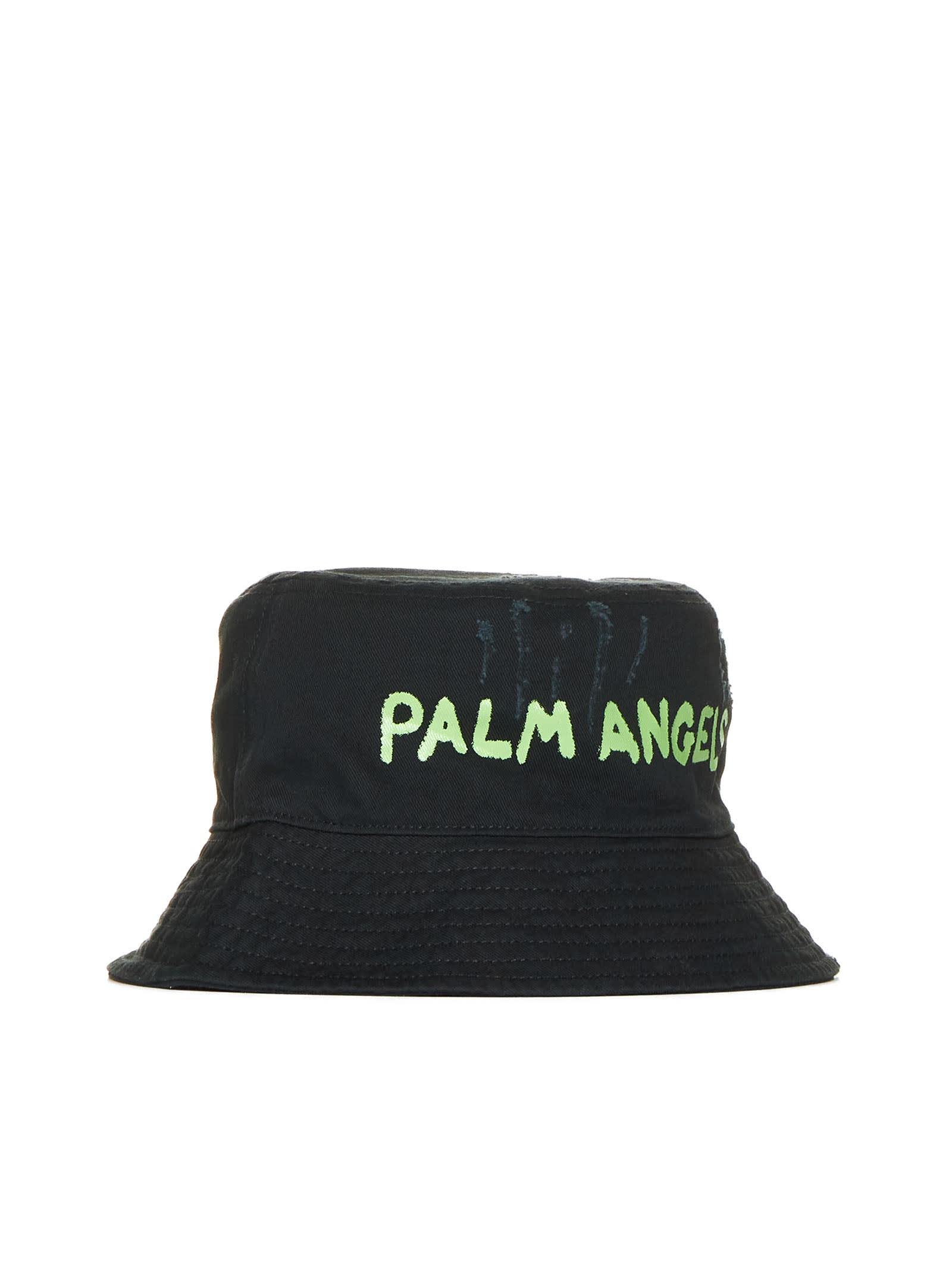 Shop Palm Angels Hat In Black Green Fl