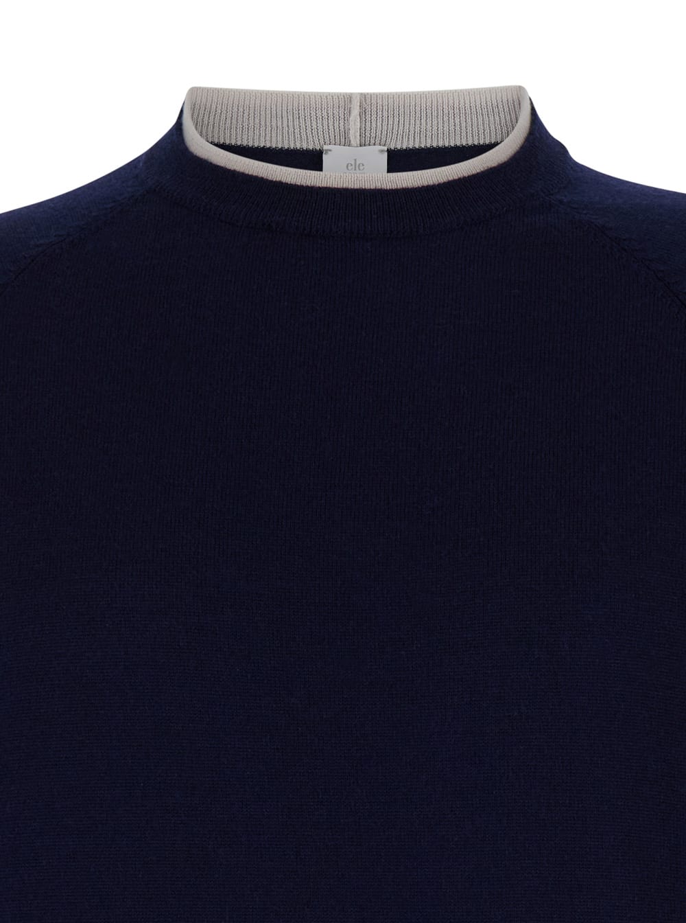 Shop Eleventy Blue Crewneck Sweater With Ribbed Trim In Wool Man