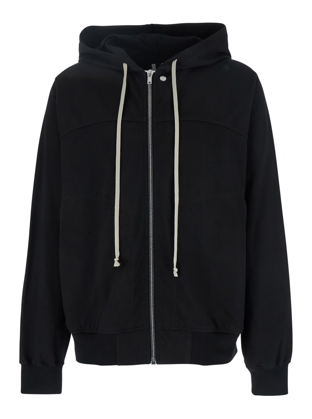 windbreaker Black Hooded Sweatshirt In Cotton Man