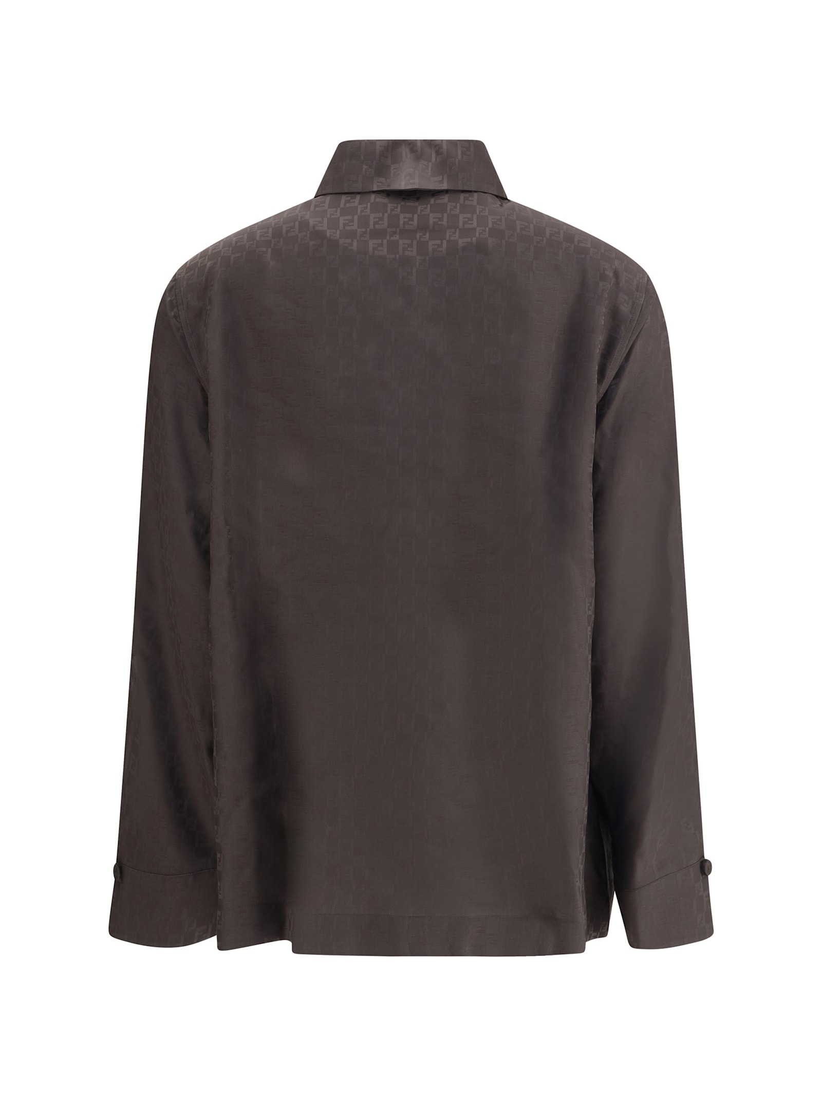 Fendi Silk Jacquard Shirt In Brown