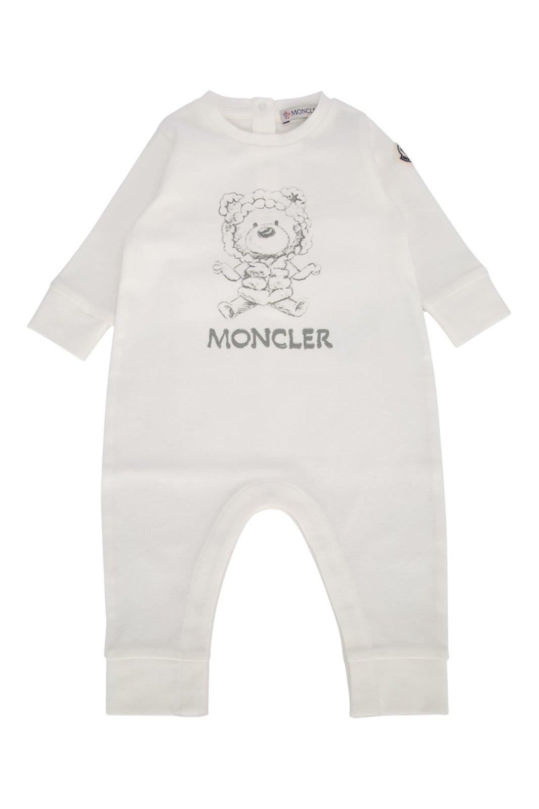 Moncler Kids' Teddy Bear Motif Romper In White