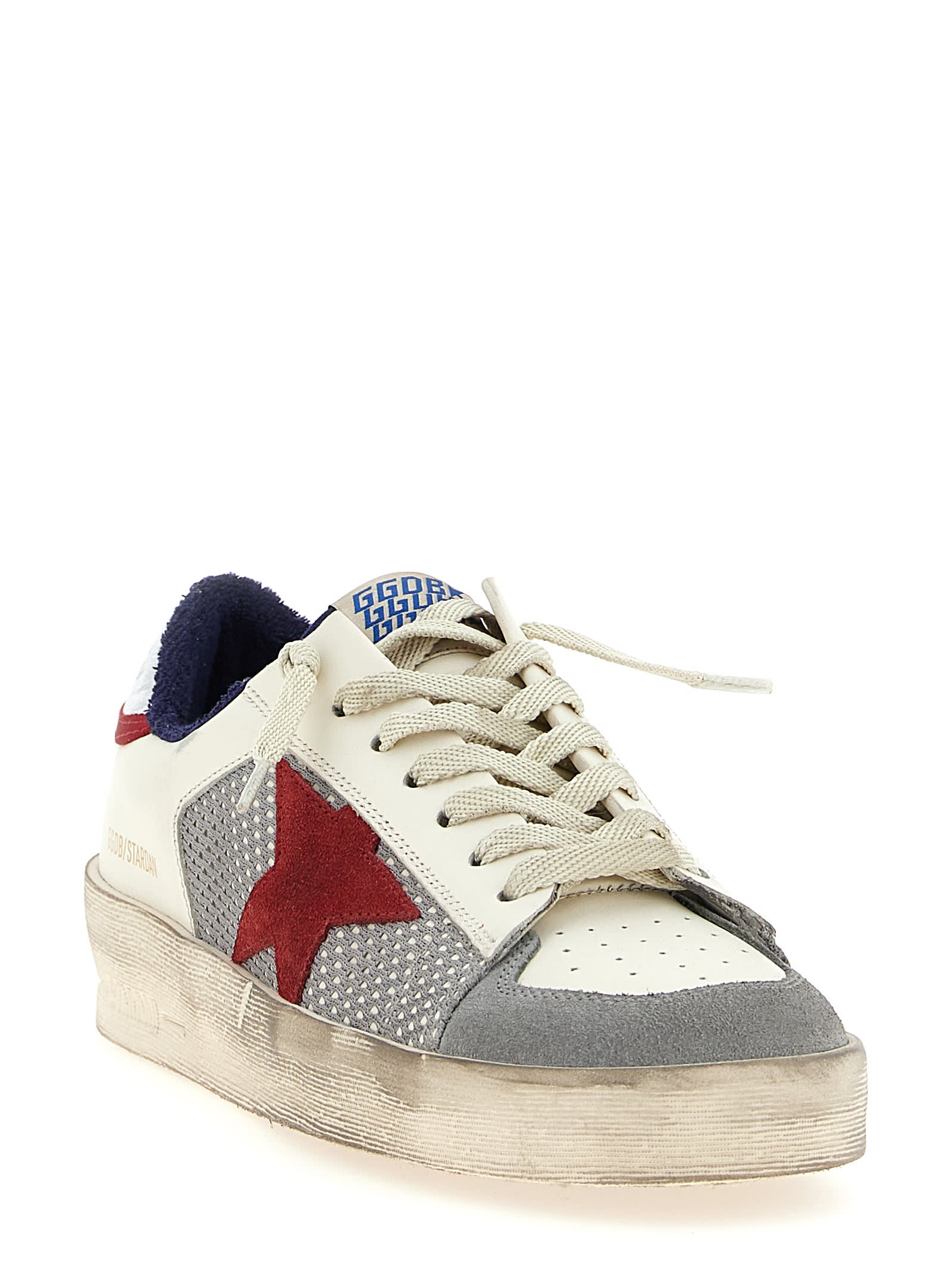 Golden Goose Stardan Mesh And Leather Sneakers White And Red
