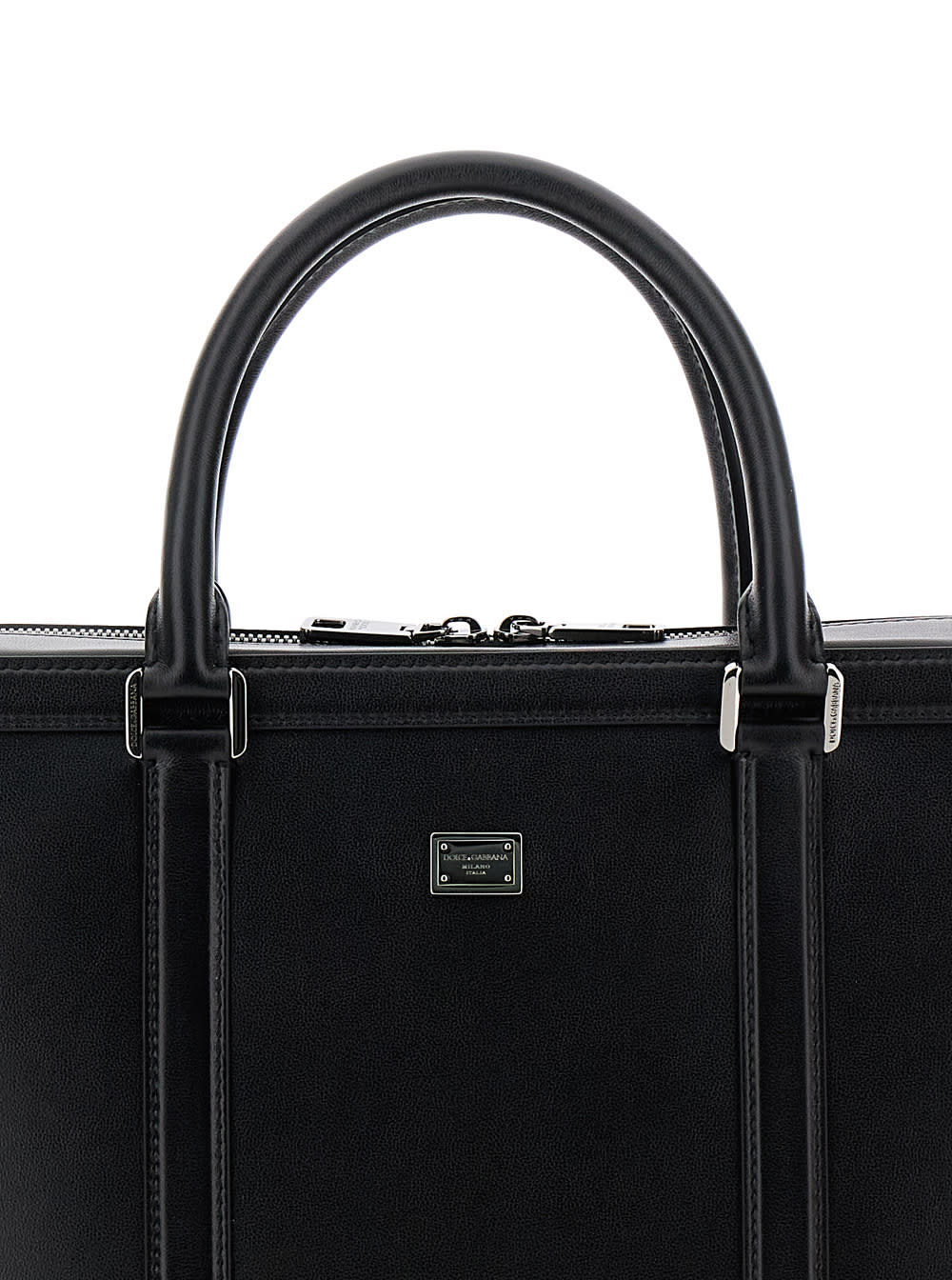 Shop Dolce & Gabbana Black Handbag With Mini Logo Plaque In Leather Man