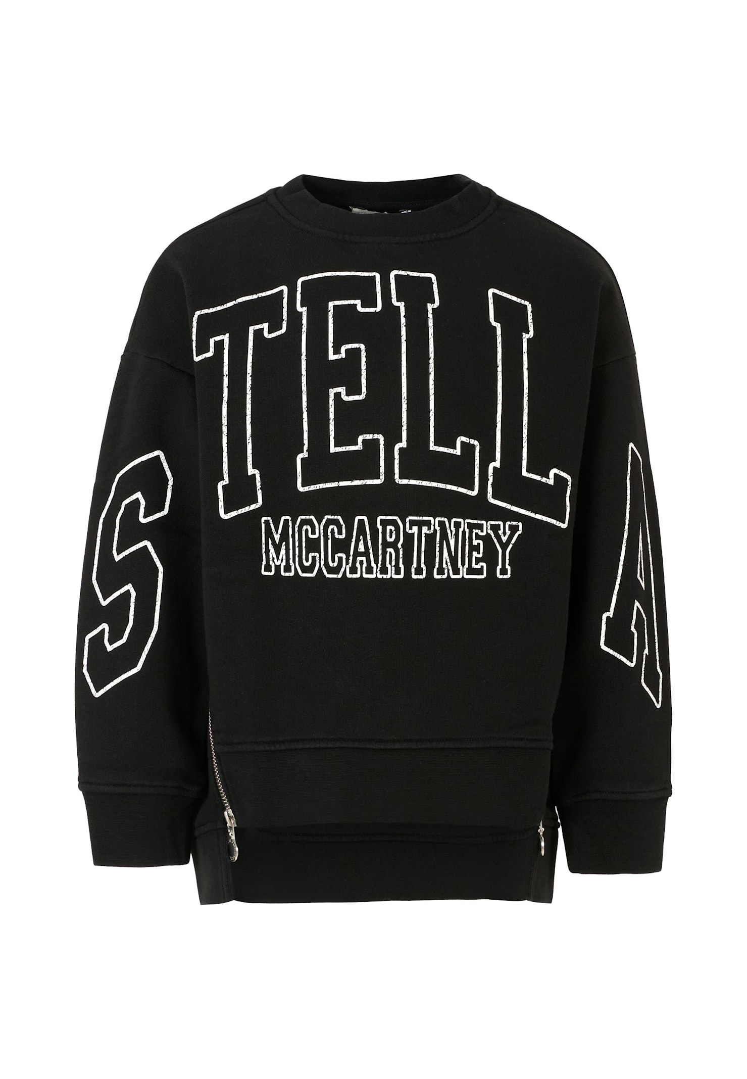 Stella Mccartney Black Sweatshirt For Girl With White Logo In Black