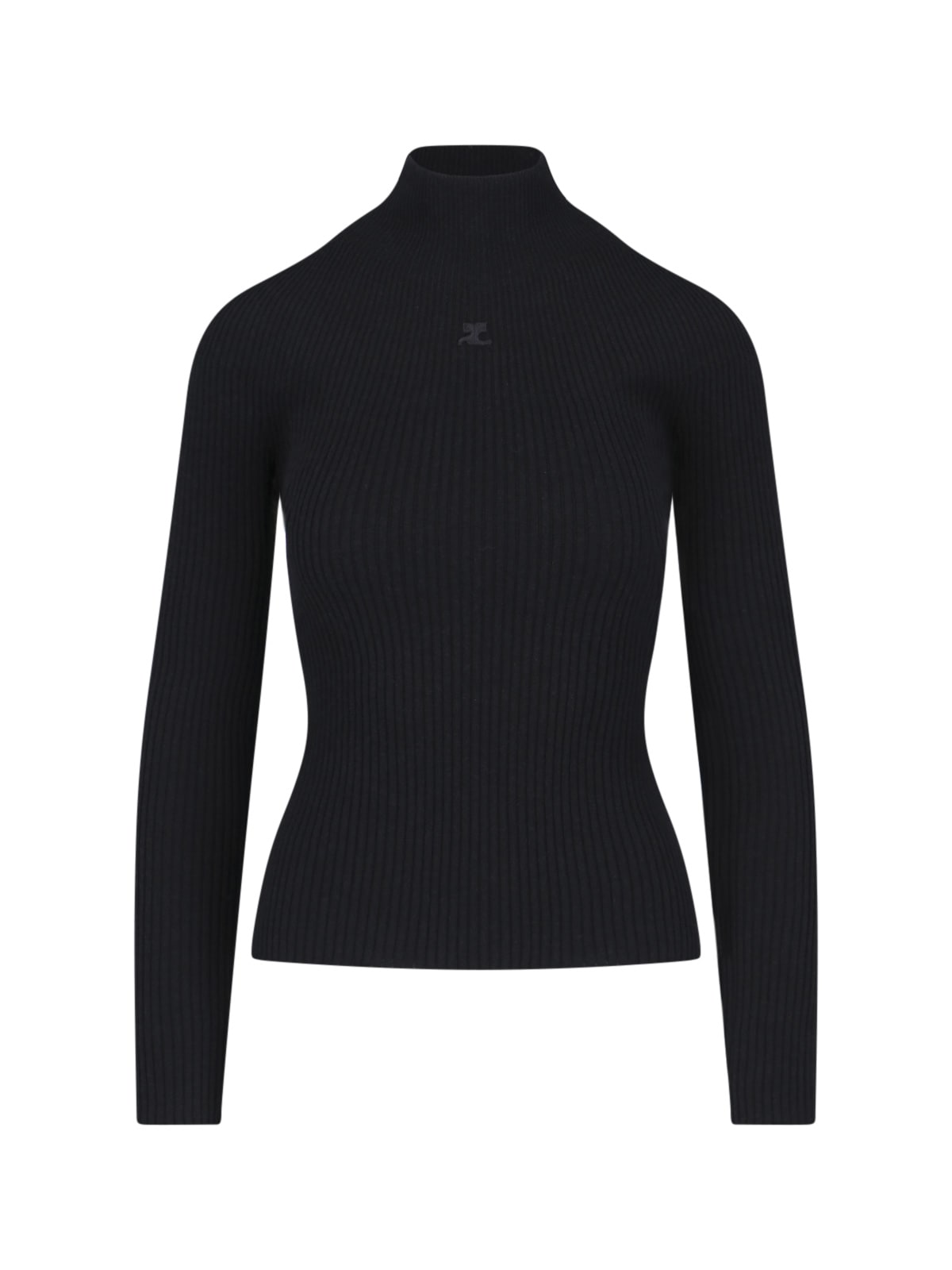 Courrèges Ribbed Turtleneck Sweater In Black