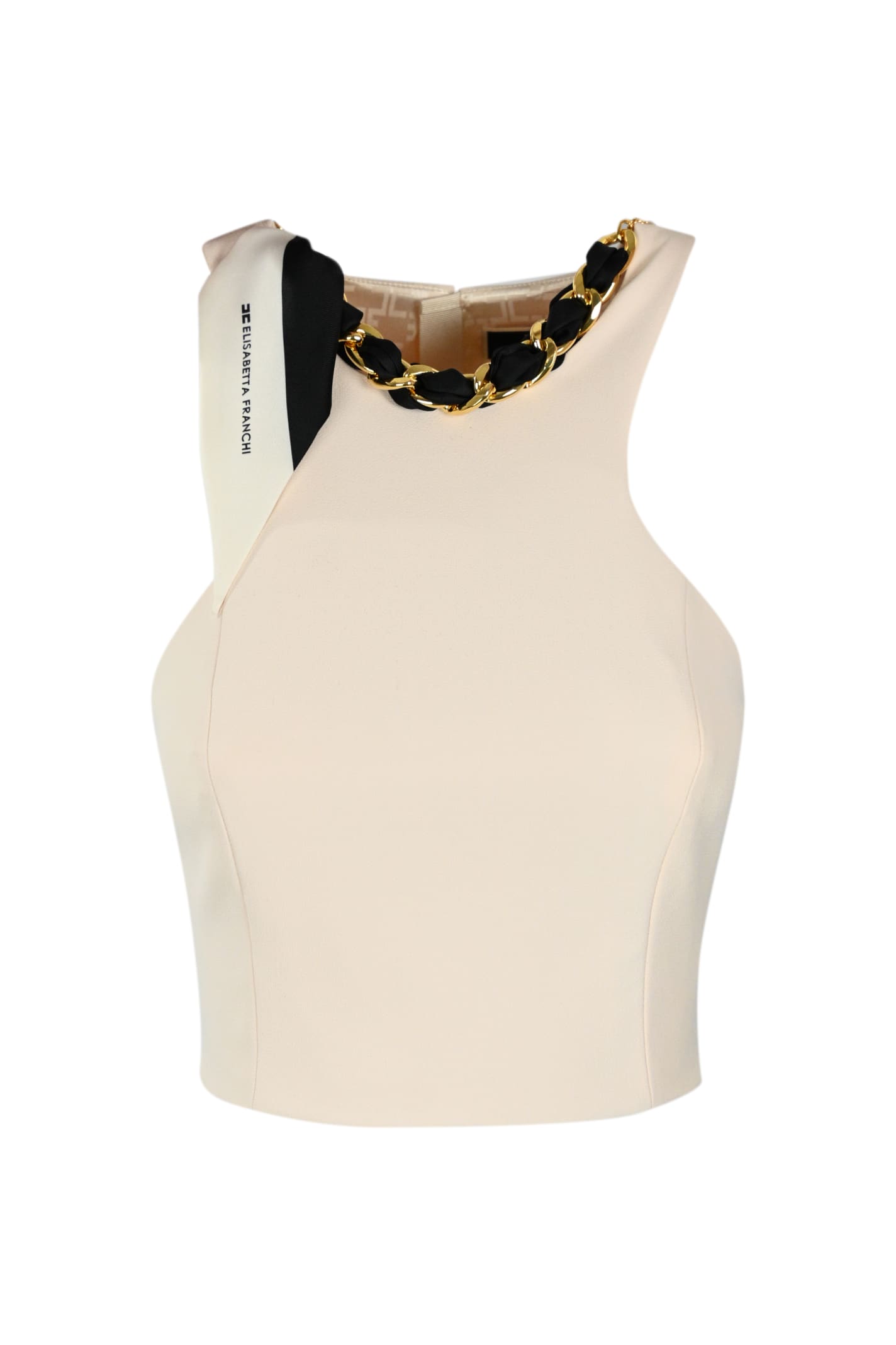 ELISABETTA FRANCHI CREPE TOP WITH SCARF