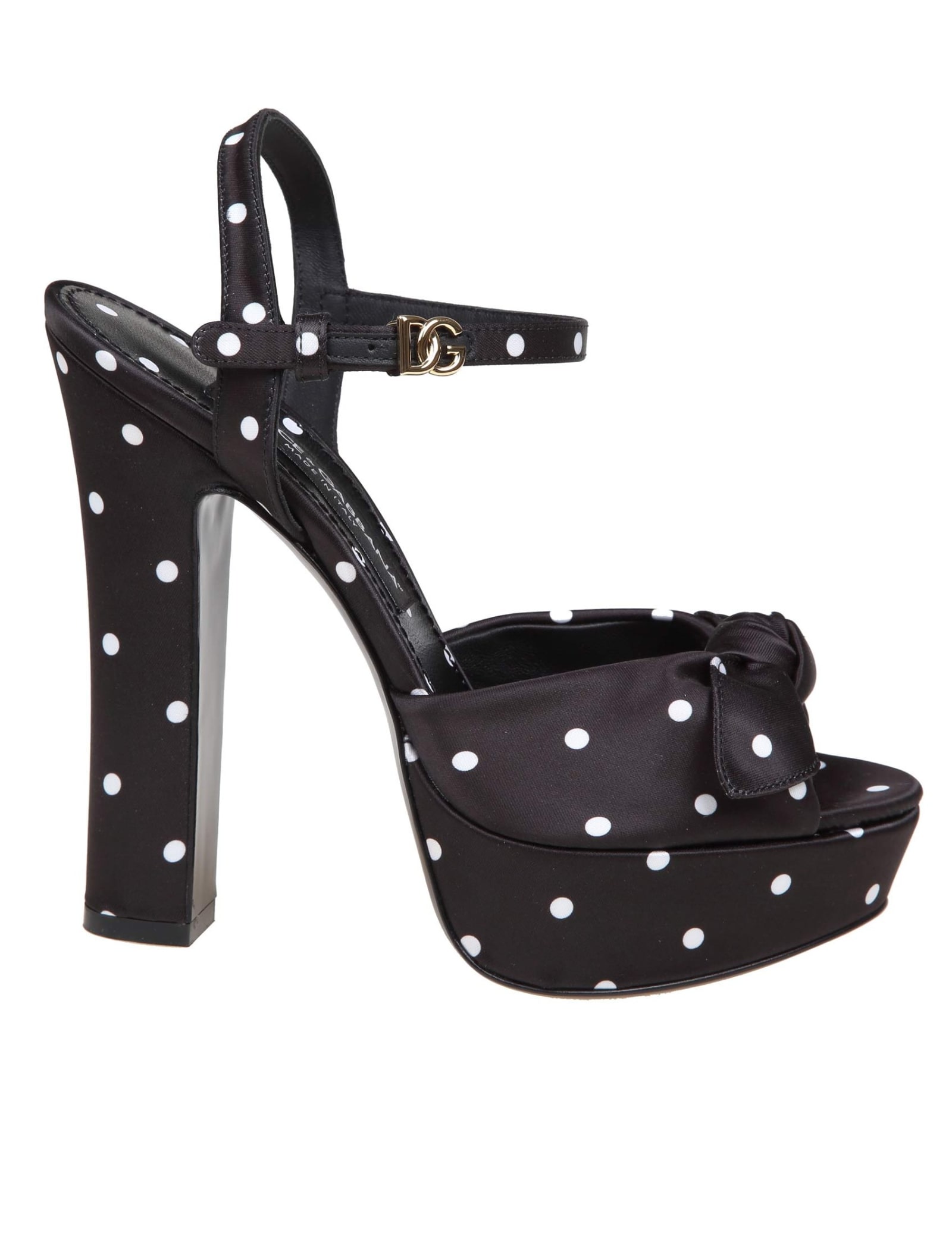 Shop Dolce & Gabbana Keira Sandals In Polka Polka Print Satin In Pois