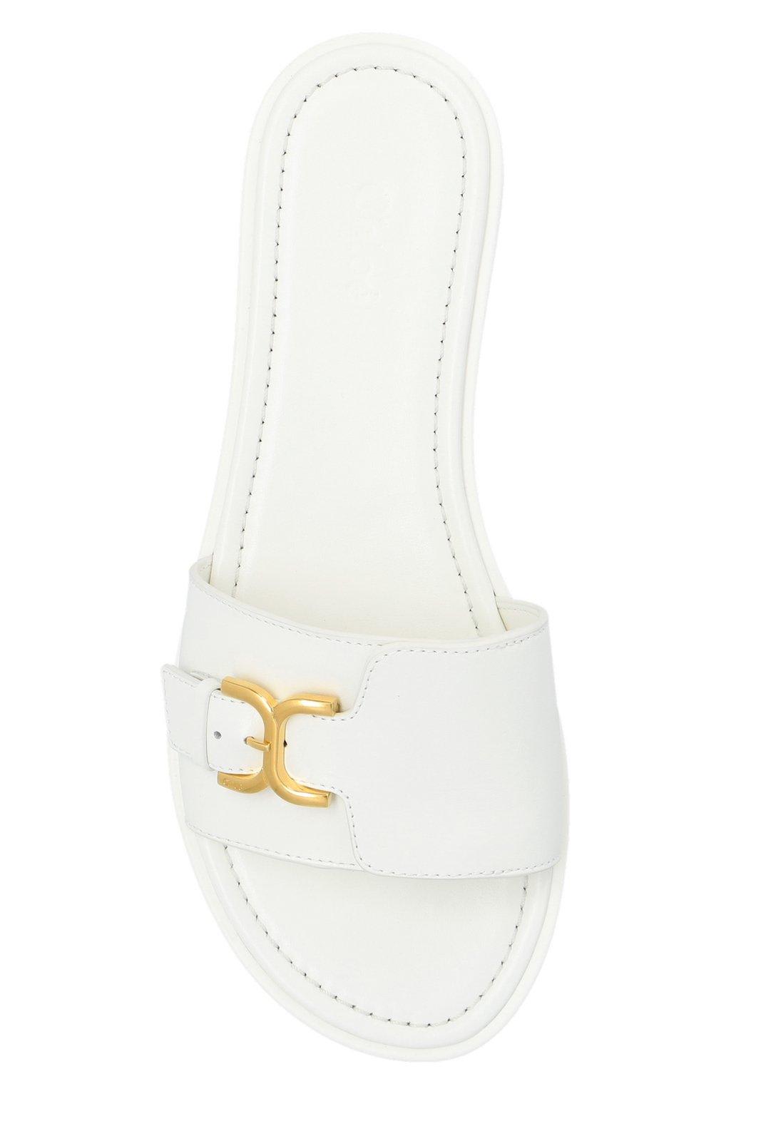 Chloé Marcie Buckle Detailed Slides In Eggshell