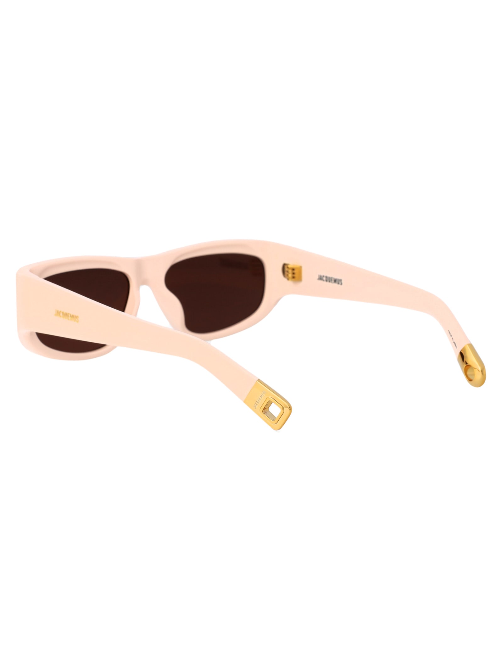 Shop Jacquemus Pilota Sunglasses In 02 Cream/ Yellow Gold/ Brown