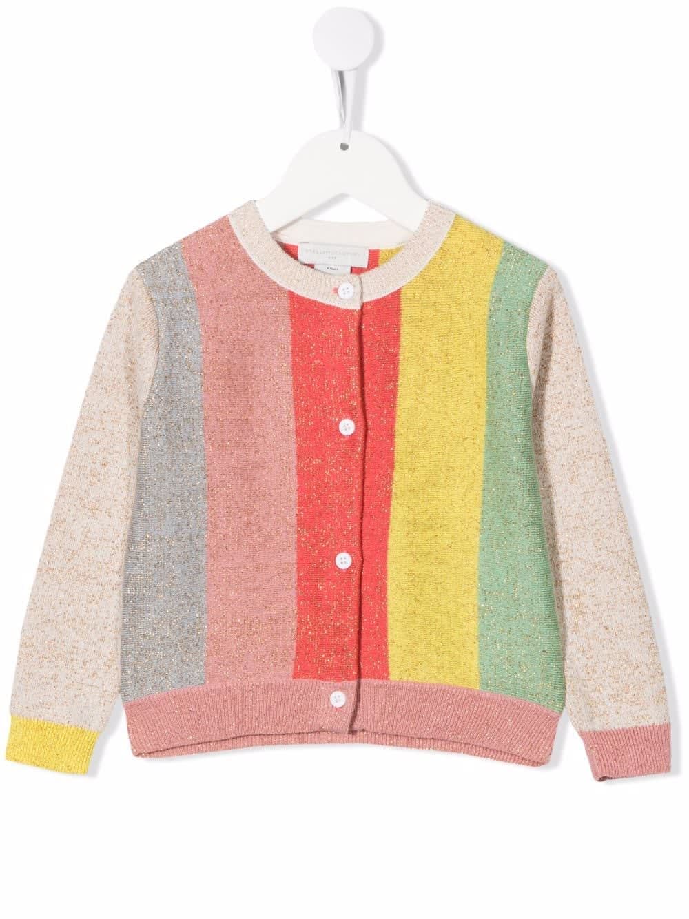 Stella McCartney Kids Kids Multicolor Striped Cardigan With Golden Lurex