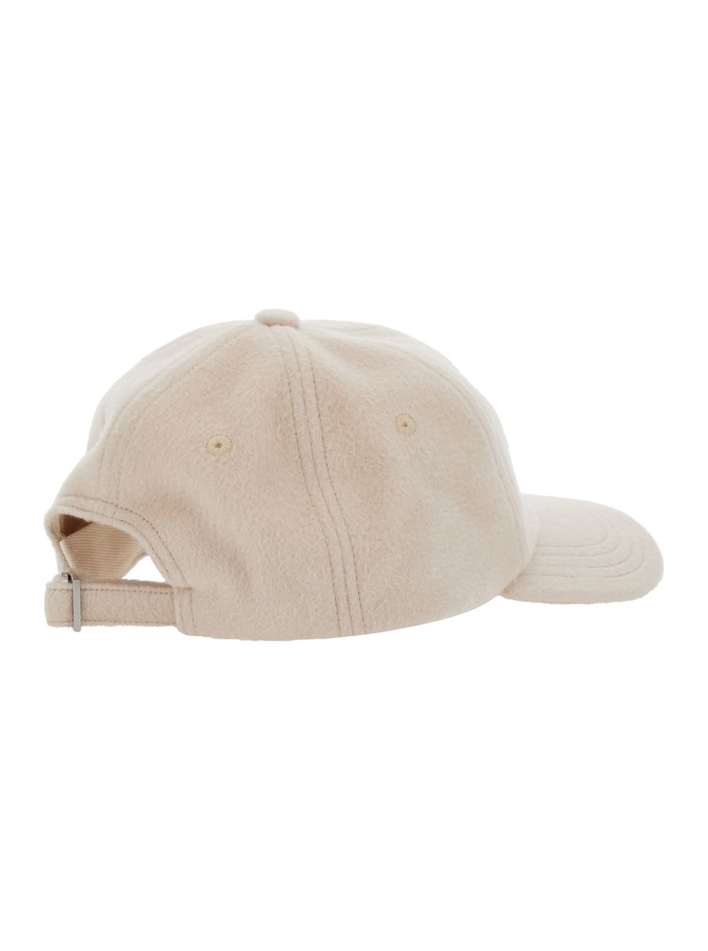 Jacquemus Beige Baseball Cap With Logo Lettering Embroidery On The Front In Wool Man In White