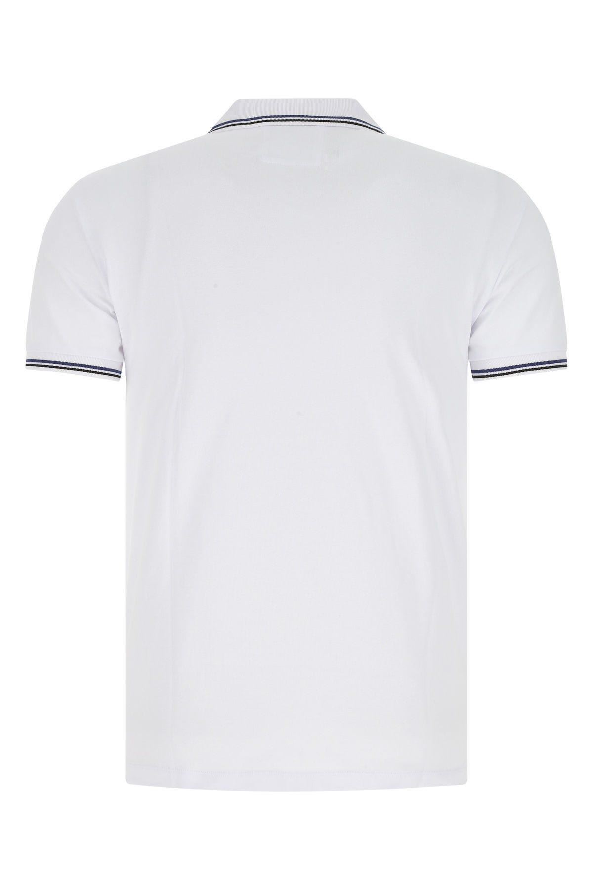 Shop Emporio Armani White Stretch Cotton Polo Shirt In Bianco Ottico