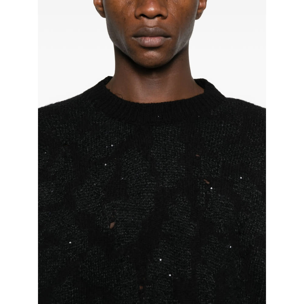 Laneus Distressed-finish Sweater In Multi