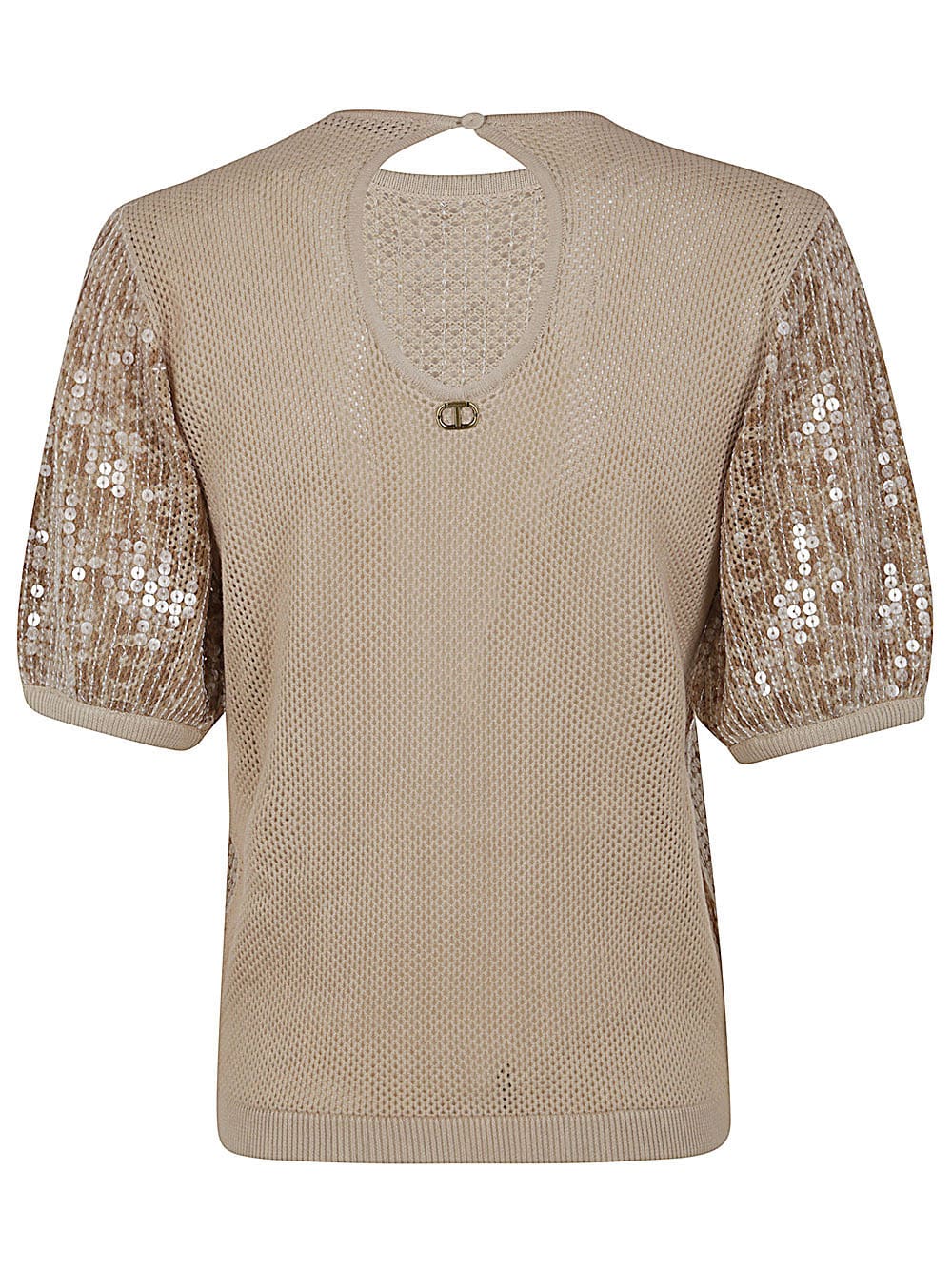 Shop Twinset Short Sleeve Sequined Pullover In Ginger Root