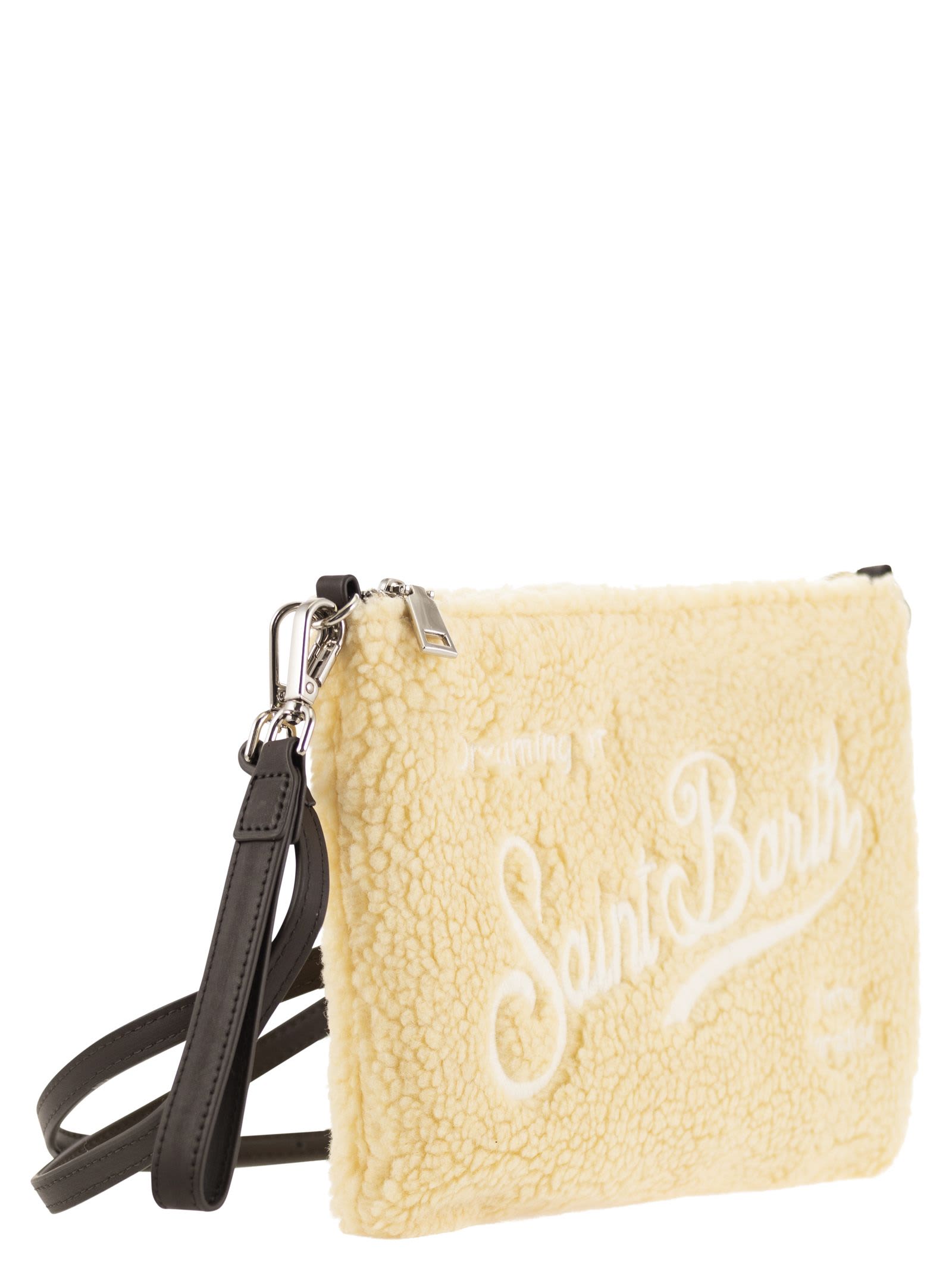 Shop Mc2 Saint Barth Pochette Bag With Shoulder Strap In Cream