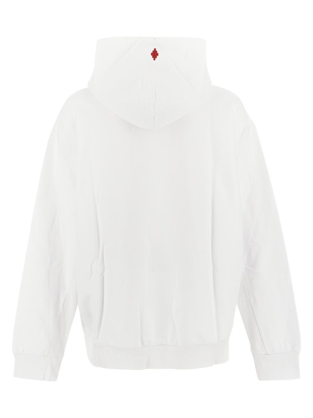 Shop Marcelo Burlon County Of Milan Feathers Necklace Hoodie In White Red