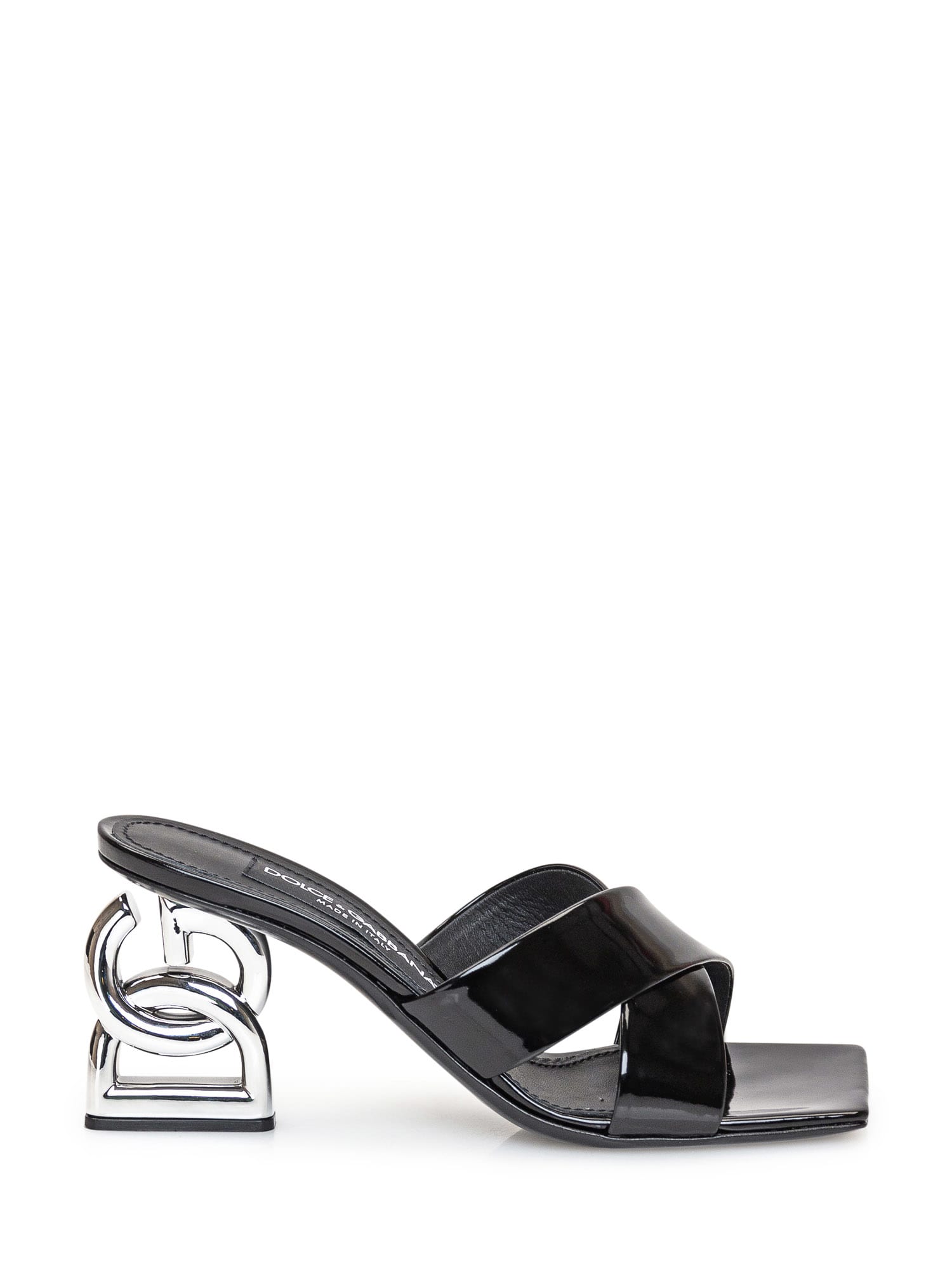 Shop Dolce & Gabbana Sandal With Dg Heel In Nero