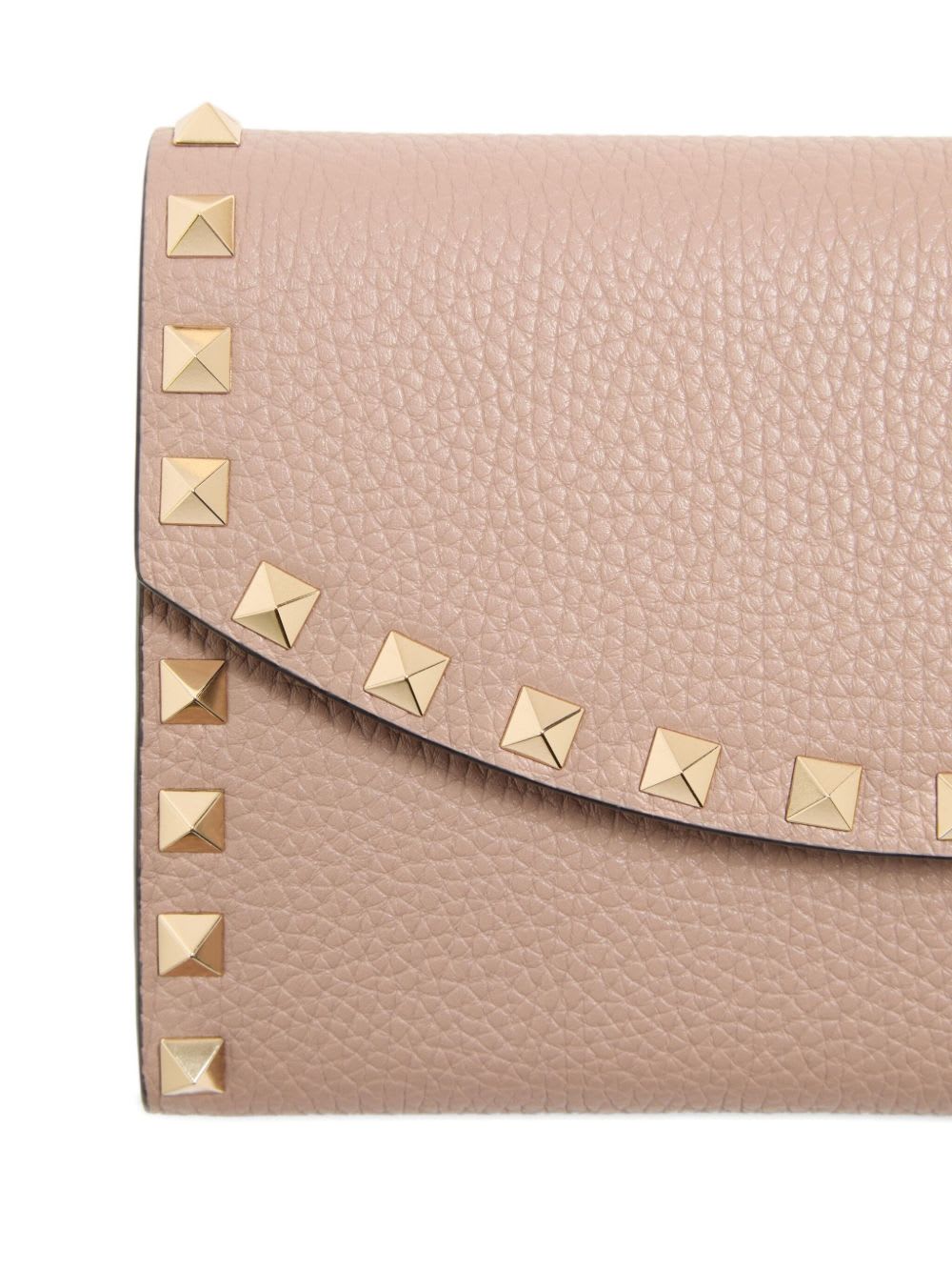 Valentino Rockstud Leather Wallet On Chain In Neutral