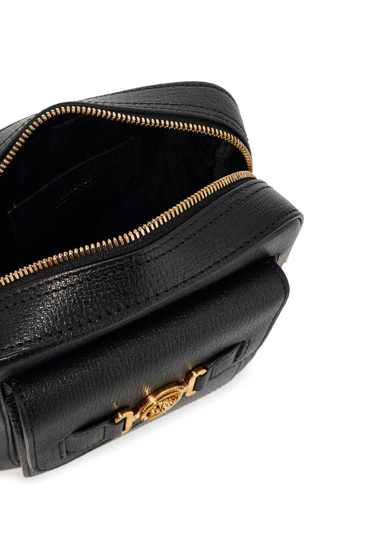 Shop Versace Medusa Biggie Shoulder Bag In Black- Gold (black)