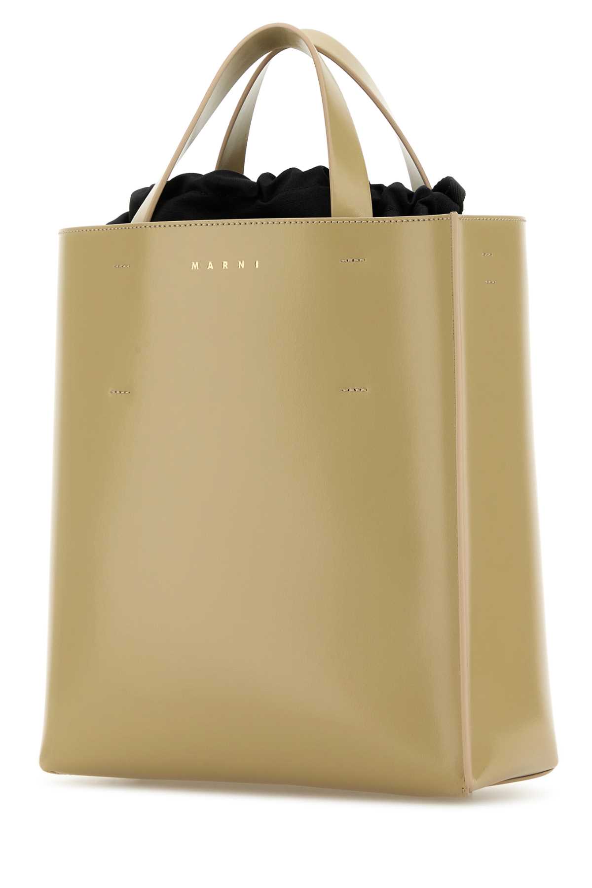 MARNI KHAKI LEATHER SMALL MUSEO HANDBAG 