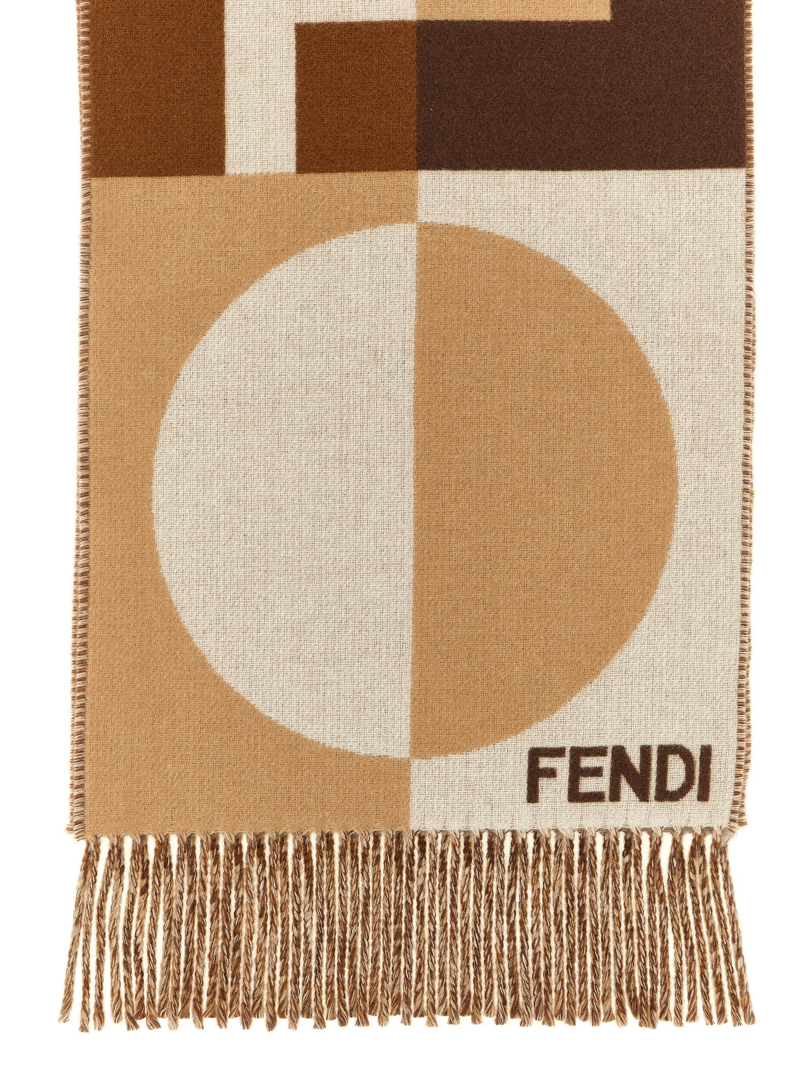 Fendi Cashmere Wool Scarf Scarves And Foulards Brown In Neutral
