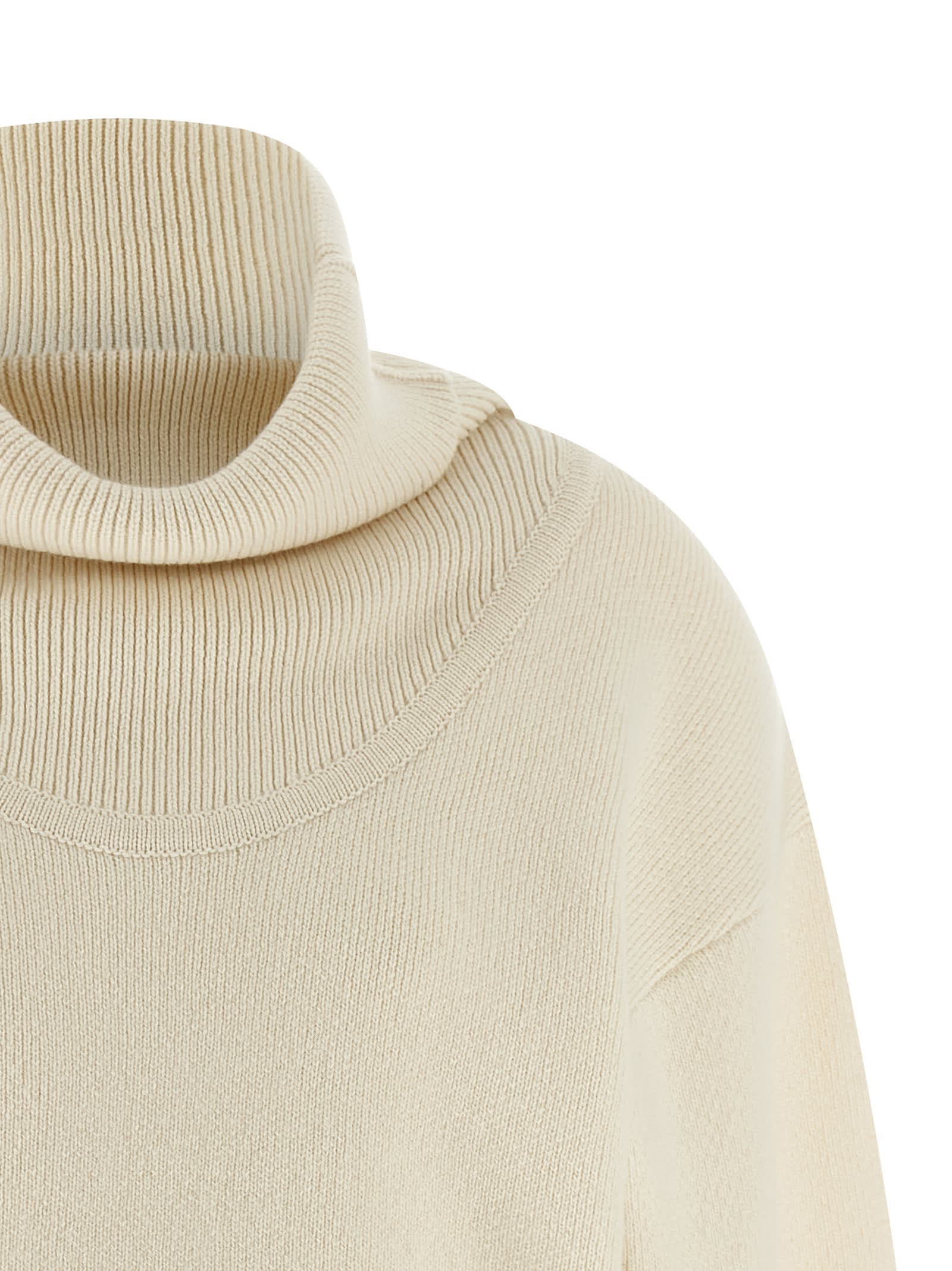Jacquemus Cozy Turtleneck Sweater Dropped Shoulders In Neutral
