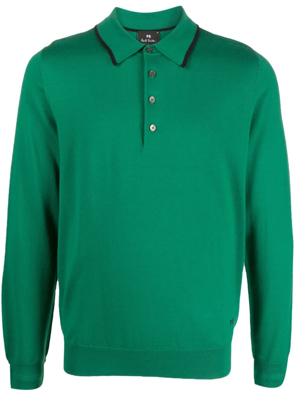 Shop Ps By Paul Smith Mens Sweater Long Sleeves Polo In Emerald Green