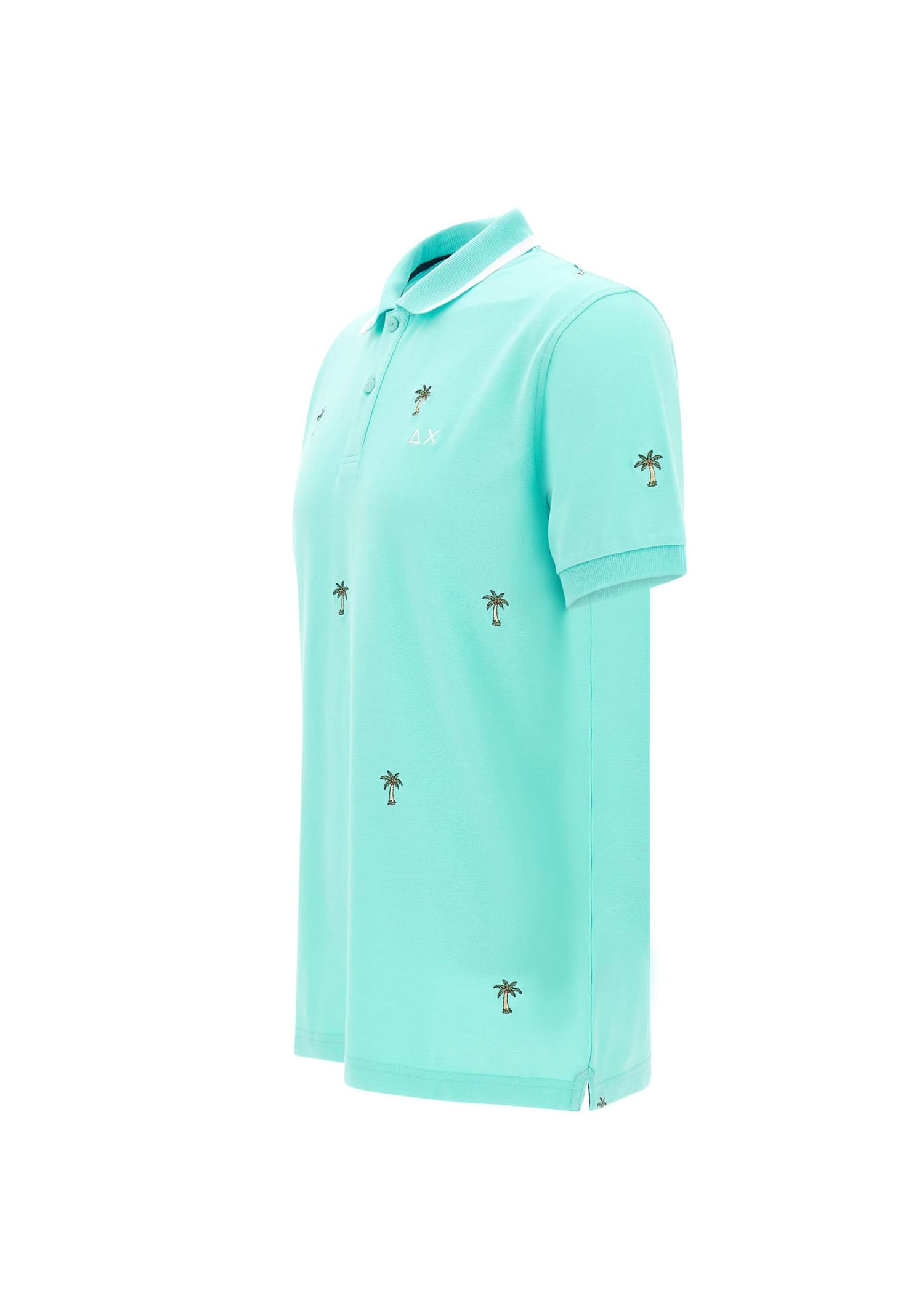 Shop Sun 68 Full Embrodery Polo Shirt Cotton In Green