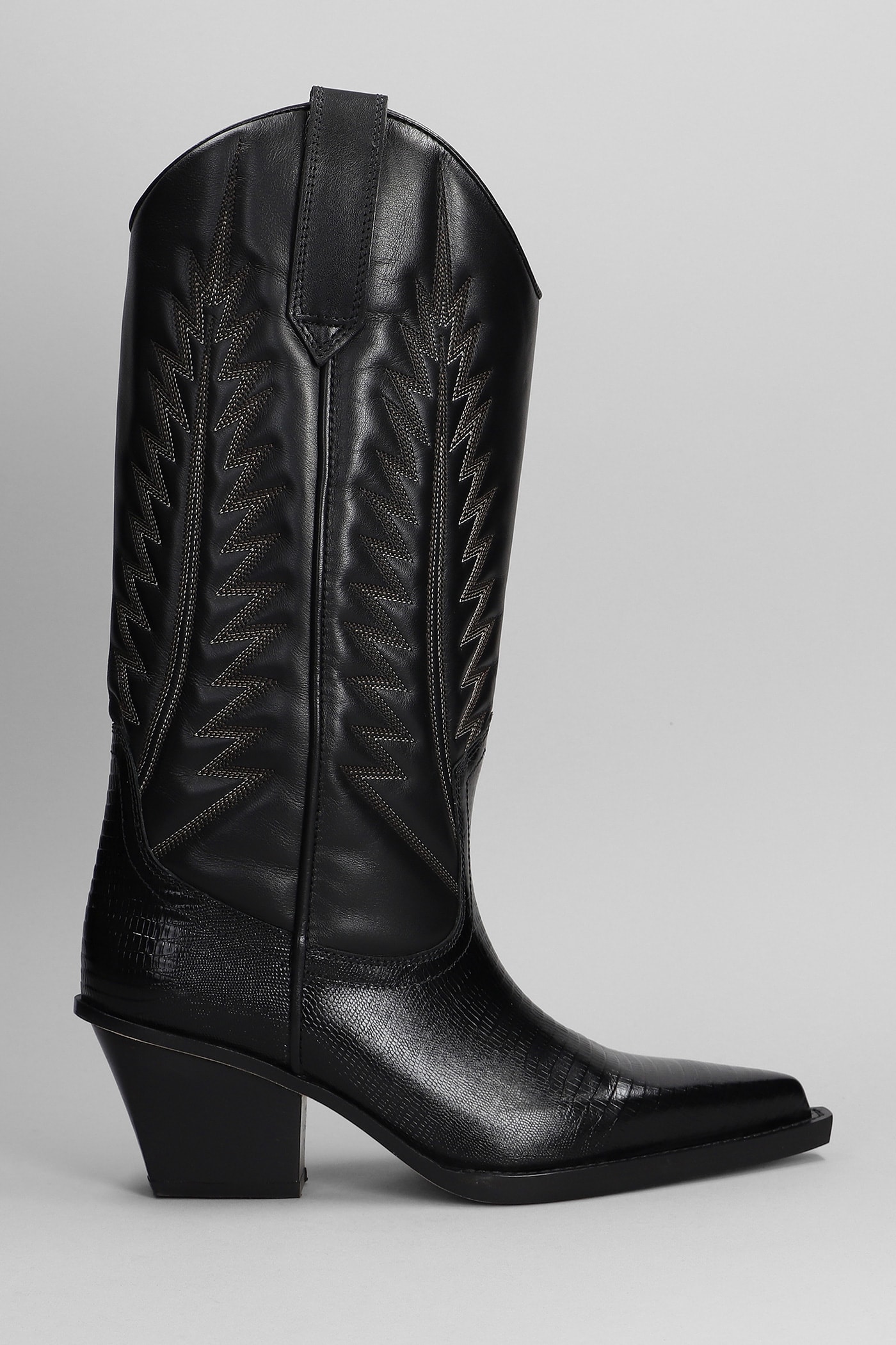 PARIS TEXAS TEXAN BOOTS IN BLACK LEATHER