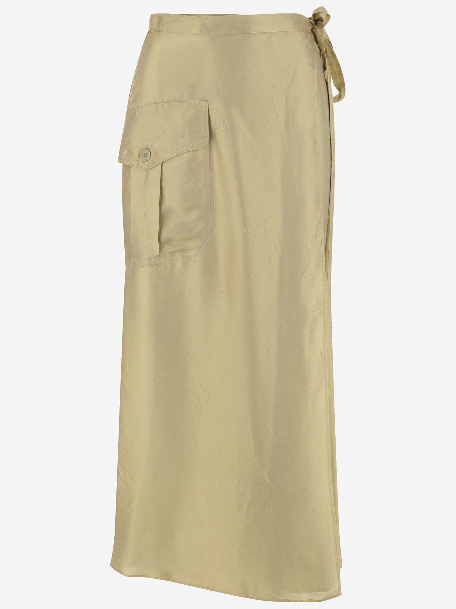 Shop Aspesi Viscose Blend Long Skirt In Ocra