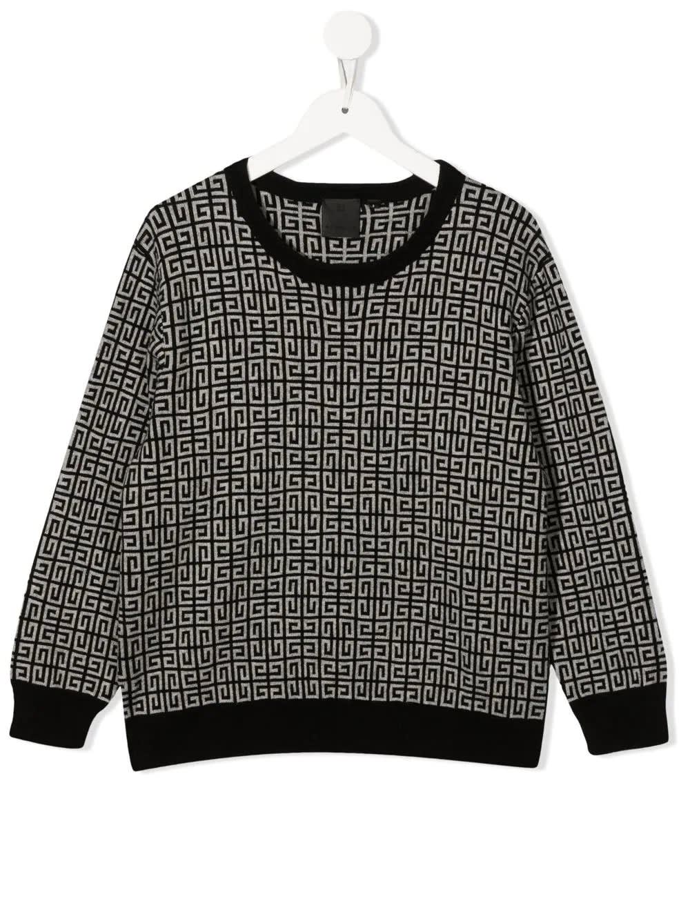 GIVENCHY BLACK AND GREY SWEATER WITH ALL-OVER 4G MOTIF