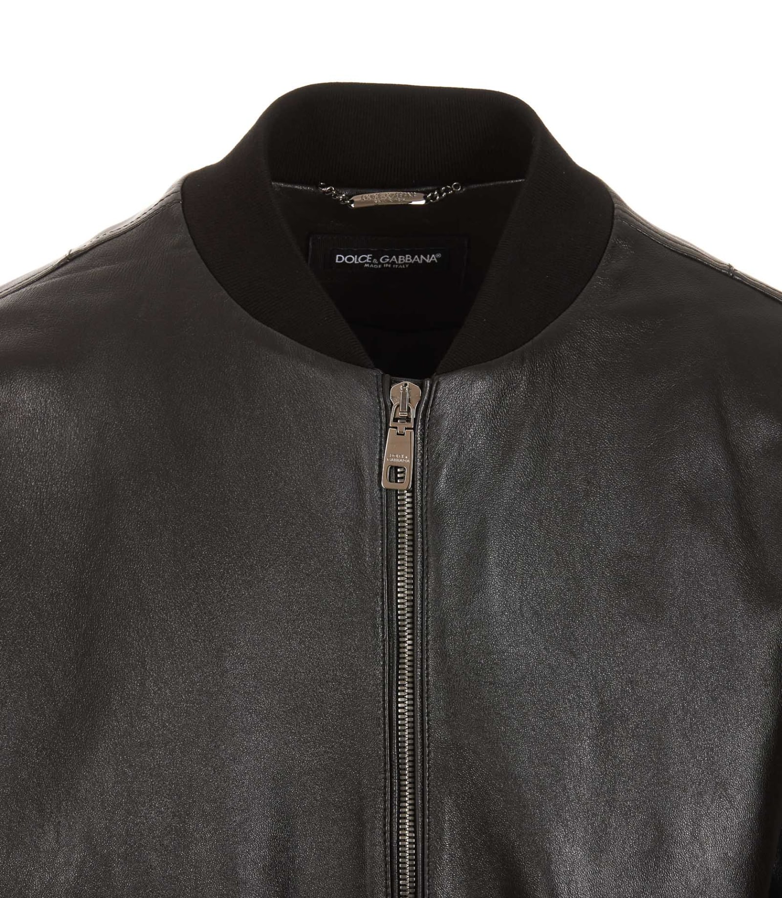 Shop Dolce & Gabbana Logo Leather Jacket In Nero