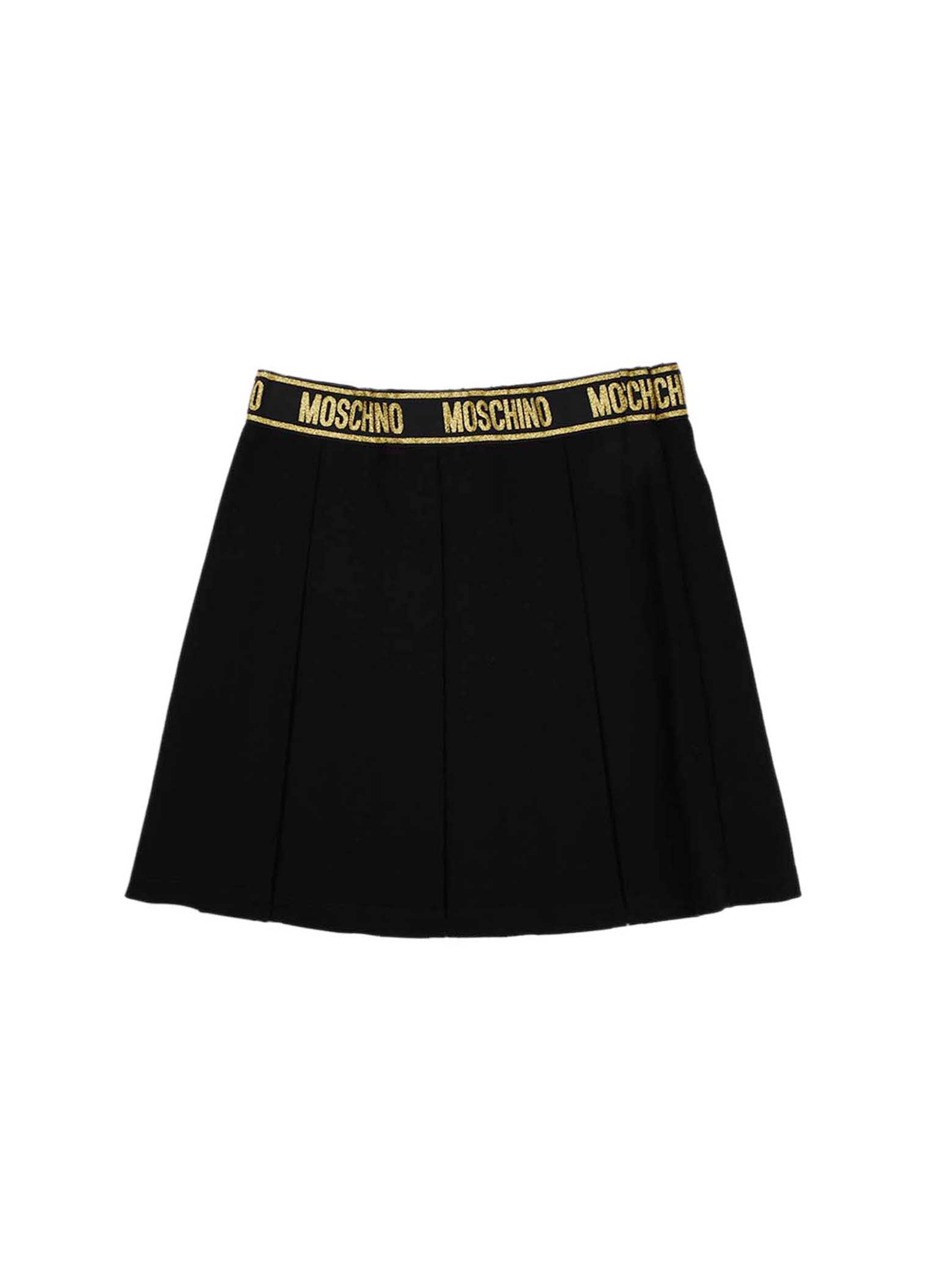 Moschino Black Skirt With Gold Logo Elastic