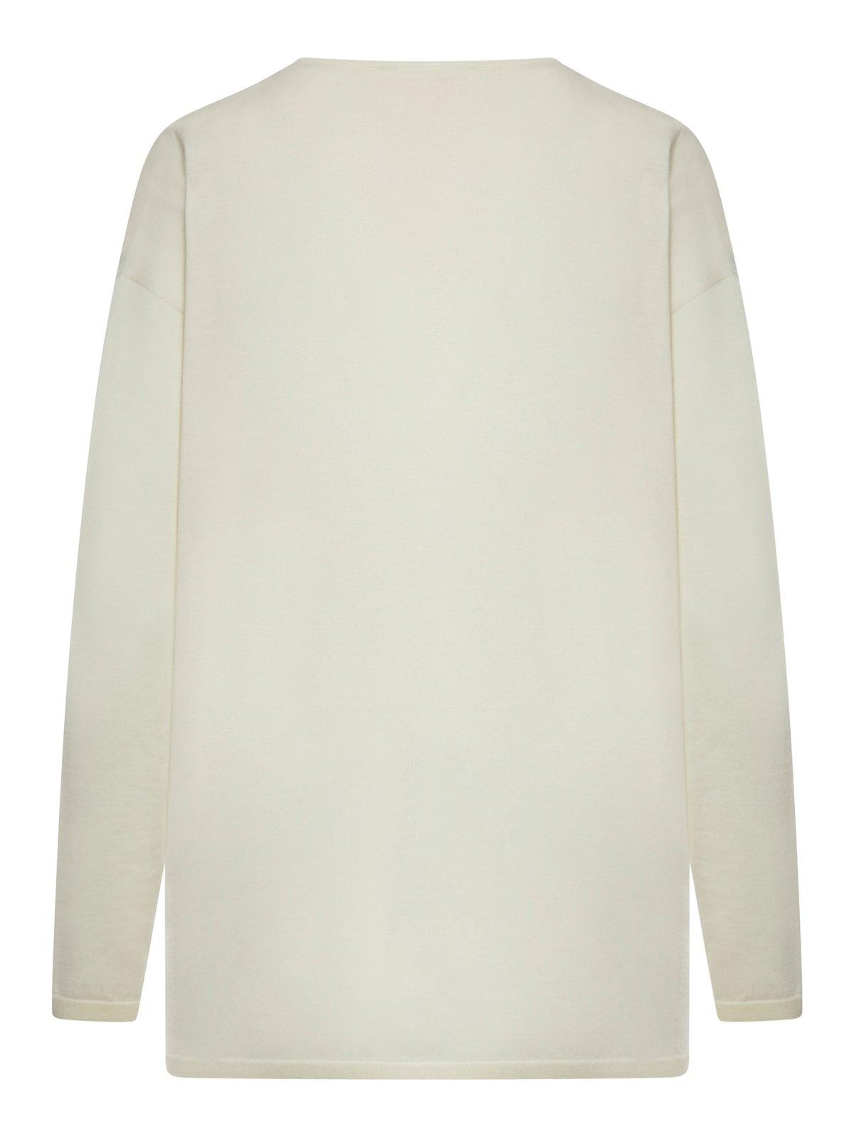 Max Mara V-neck Long-sleeved Jumper In White
