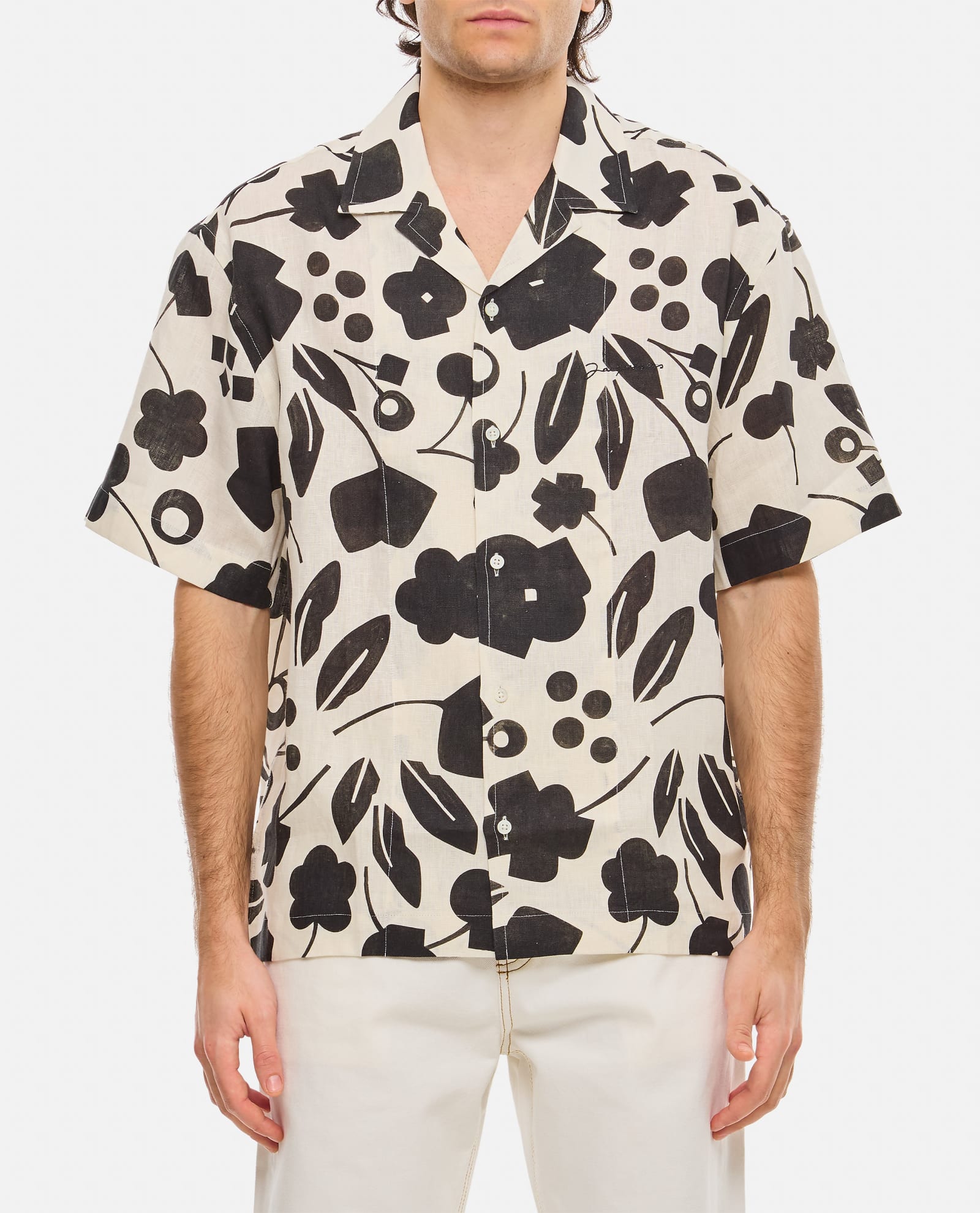Shop Jacquemus Jean Linen Shirt In Multicolour
