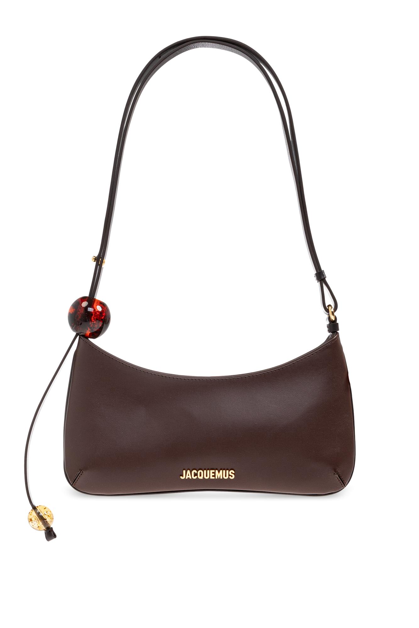 Jacquemus Womens Le Bisou Perle Leather Shoulder Bag Medium Brown In Brown
