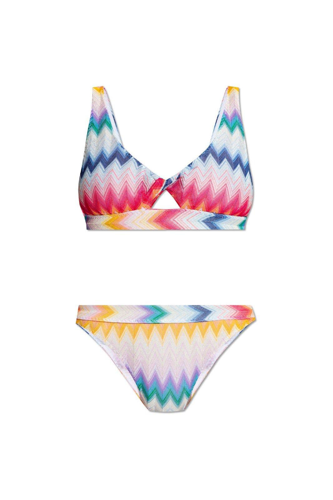 Shop Missoni Zigzag Printed Bikini Set In Multicolour