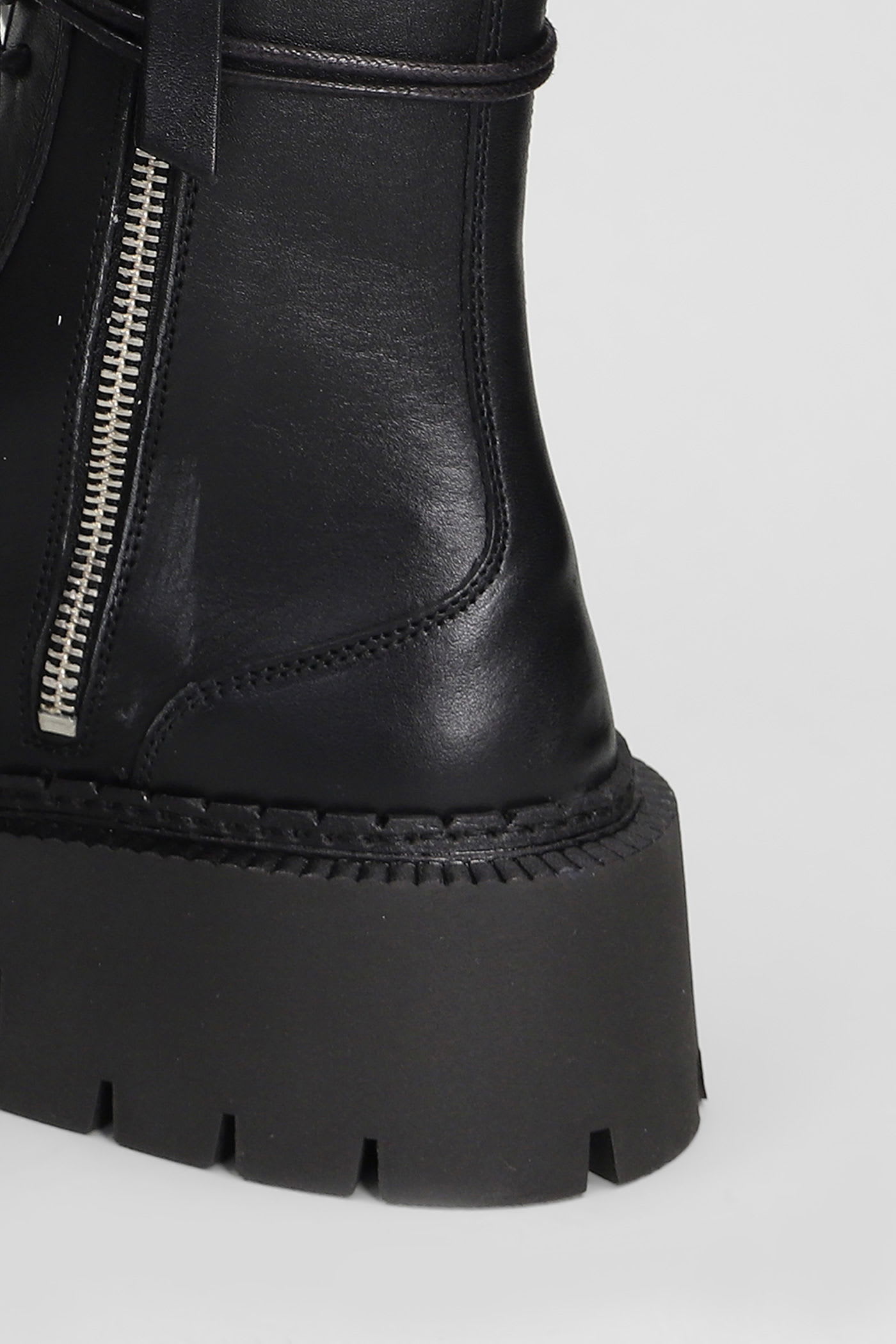 Vic Matie Etna 101 Combat Boots In Black Leather In Black