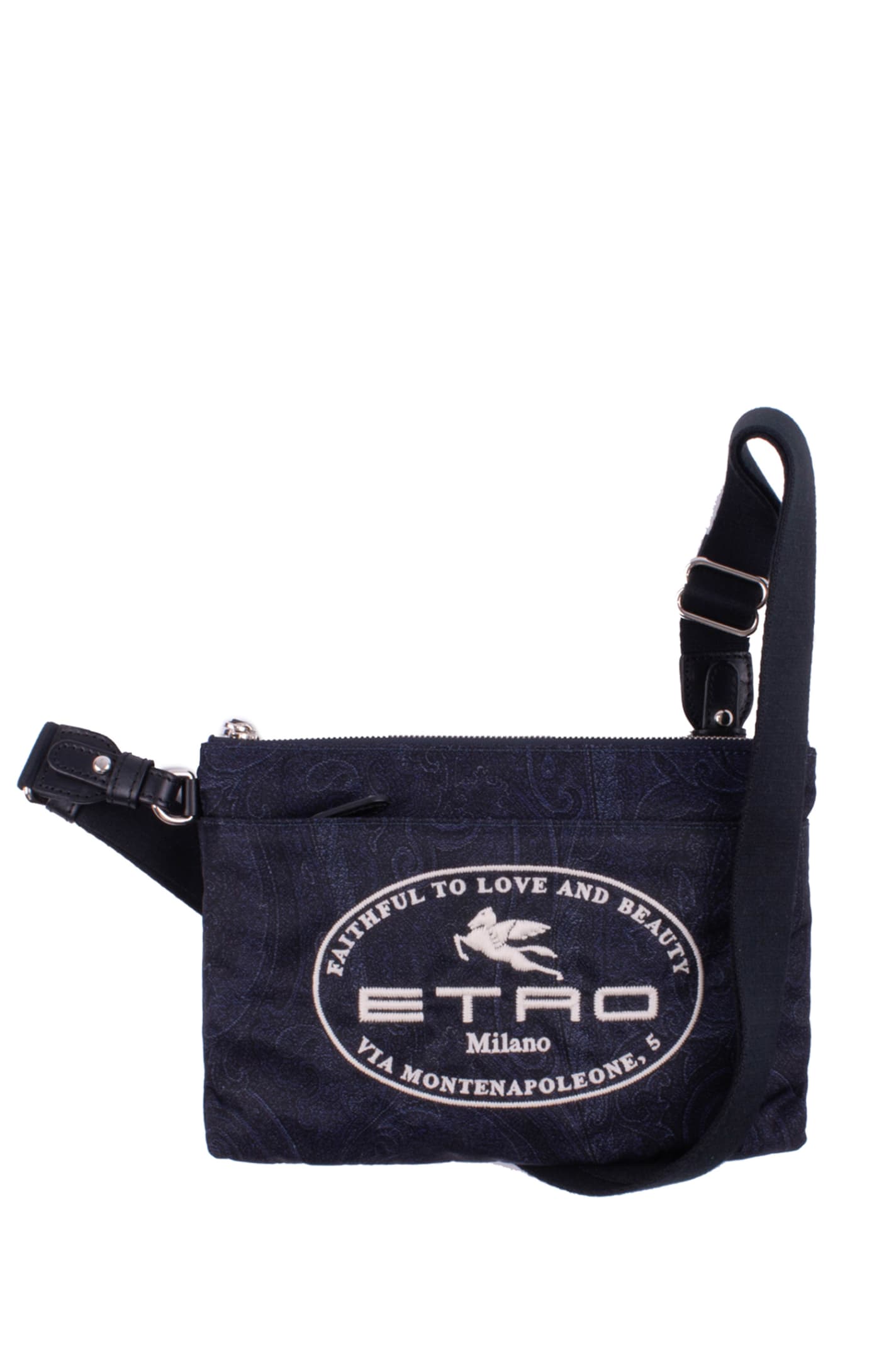 Shop Etro Nylon Shoulder Bag In Blue