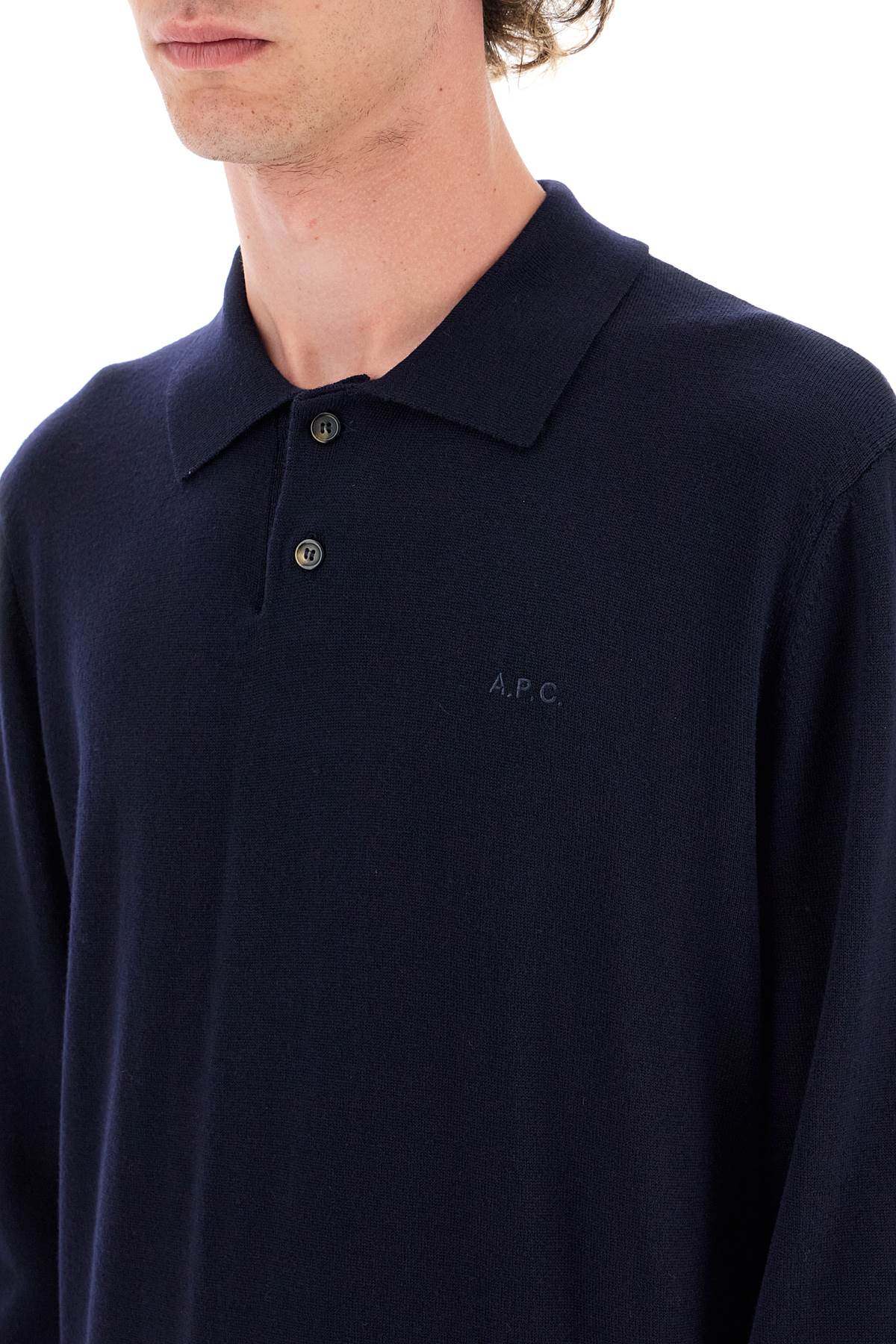 Shop Apc Jacob Wool Pullover Polo Sweater In Dark Navy (blue)