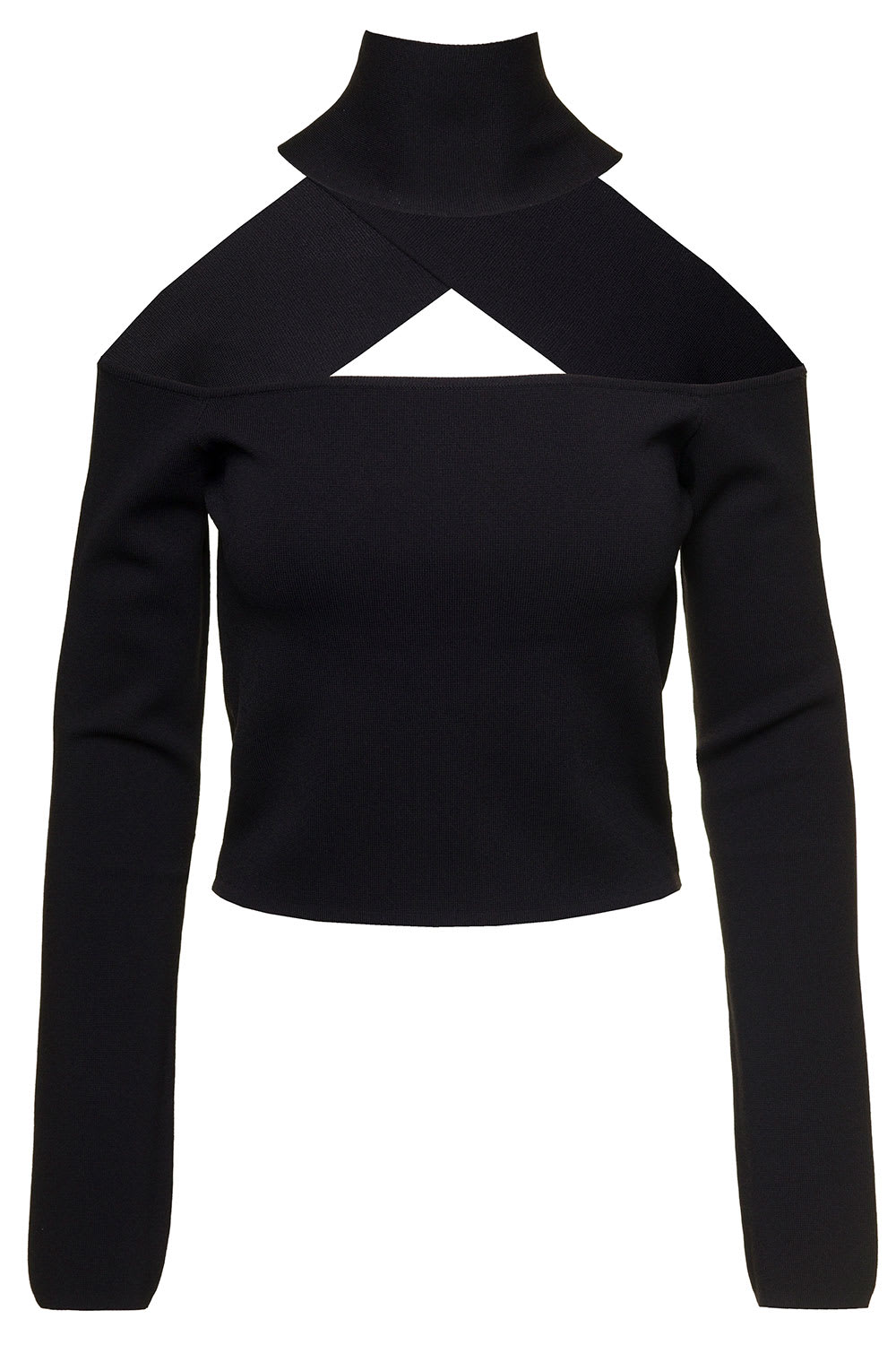 GAUGE81 molins Black Top With Choker Detail And Extra Long Sleeves In Rayon Blend Woman Gauge81